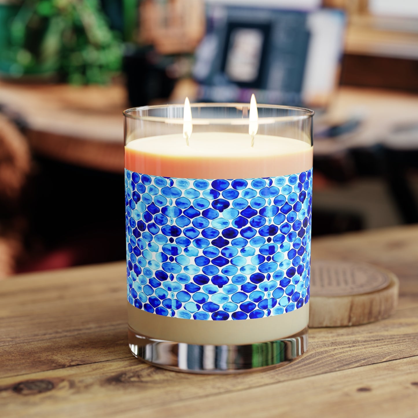 Blue Sea Glass Aromatherapy Scented Candle - Full Glass, 11oz