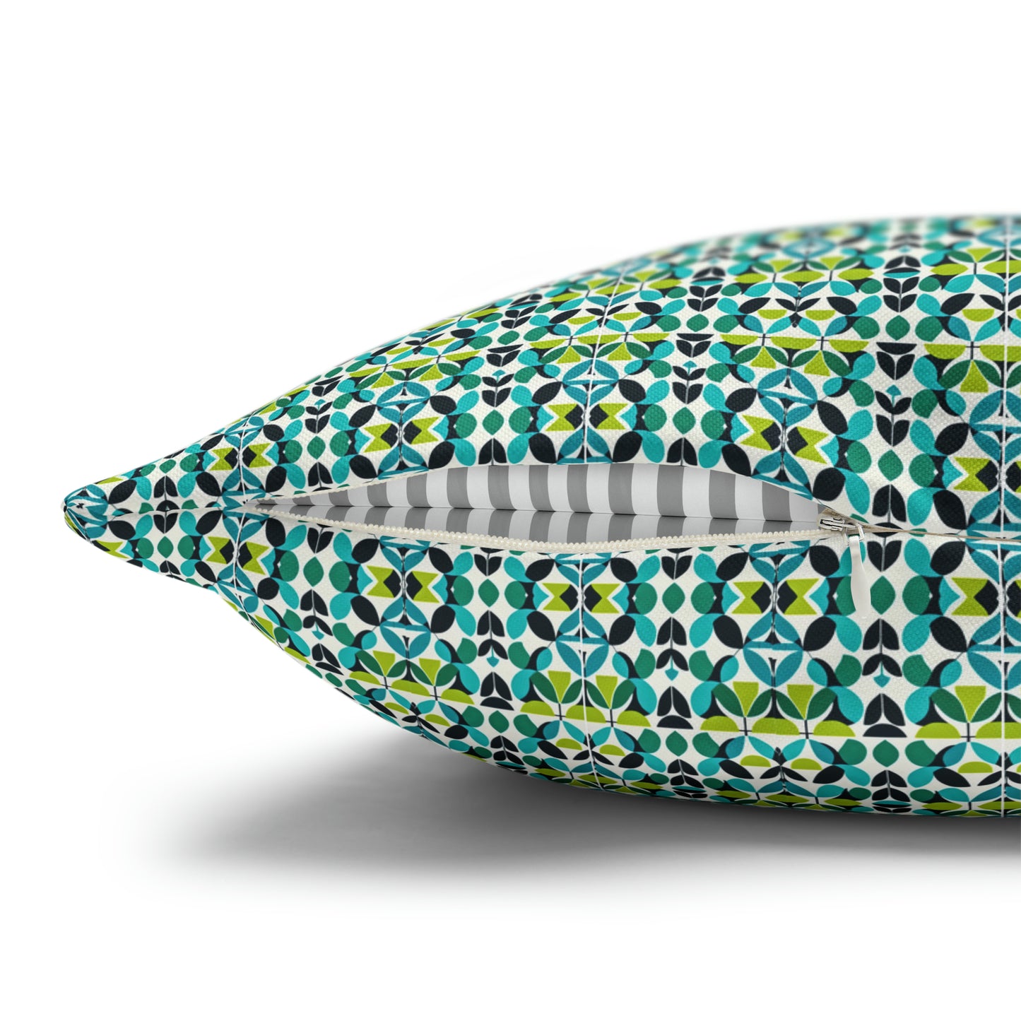 Midcentury Modern Green Foliage Pattern Decorative Spun Polyester Pillow Cover
