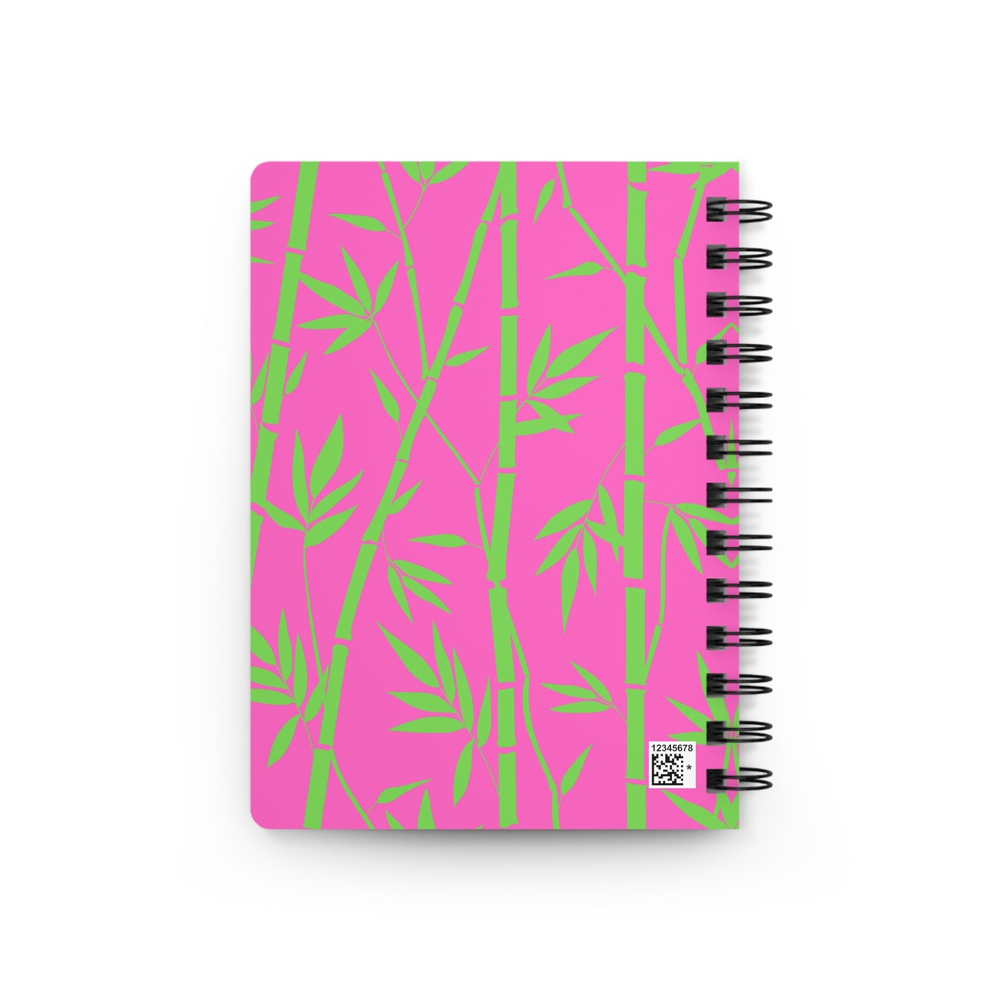 Bamboo Zen Meditation Garden Hot Pink Lime Green Decorative Writing Sketch Inspiration Spiral Bound Journal
