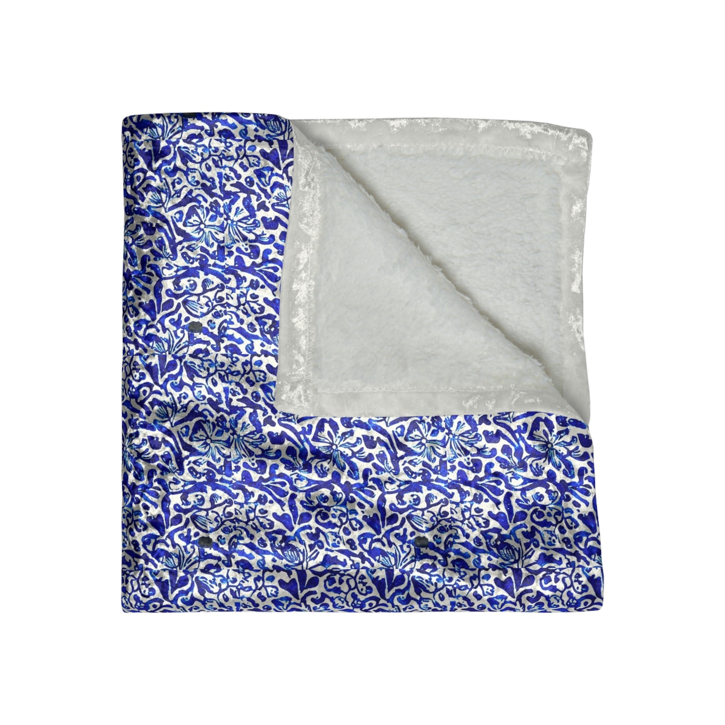 Coral Reef Ocean Blue and White Pattern Warm Cozy Lounge Shimmer Crushed Velvet Blanket