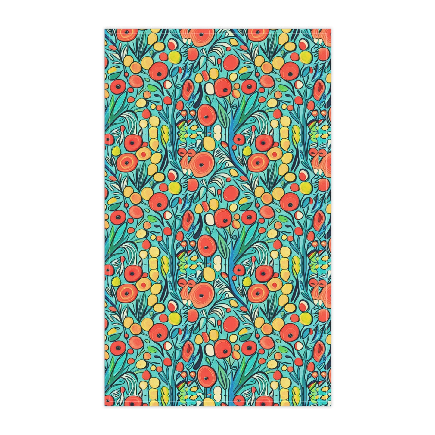 Mediterranean Tomato Garden Midcentury Modern Illustration Watercolor Decorative Kitchen Tea Towel/Bar Towel