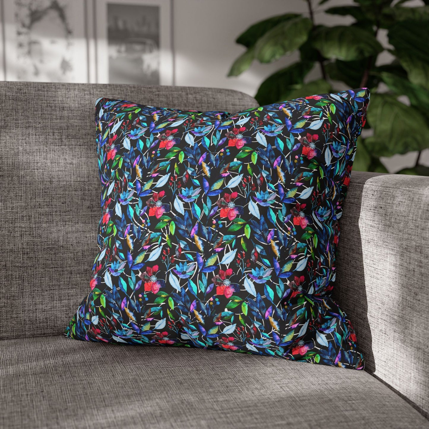 Once Upon a Forest Leaves Square Poly Canvas Pillow Cover