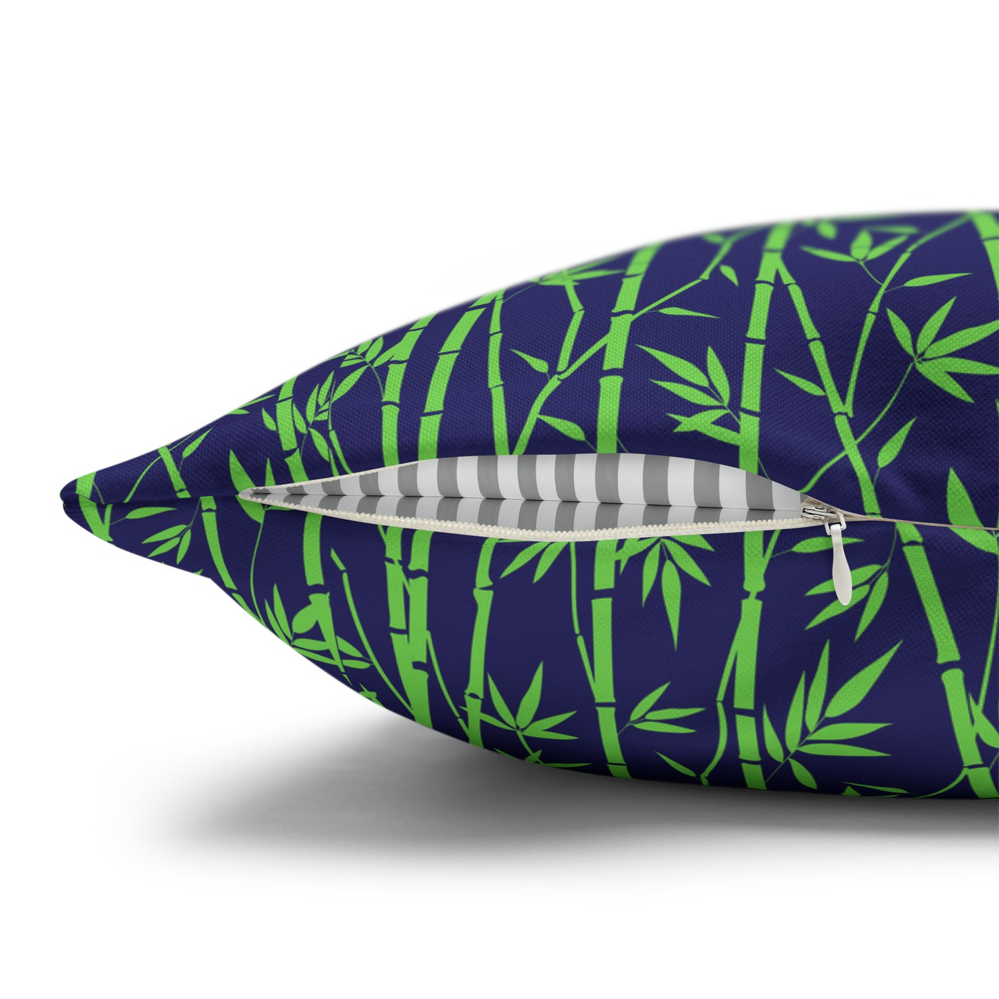 Bamboo Zen Meditation Garden Midnight Blue/Black Decorative Spun Polyester Pillow Cover