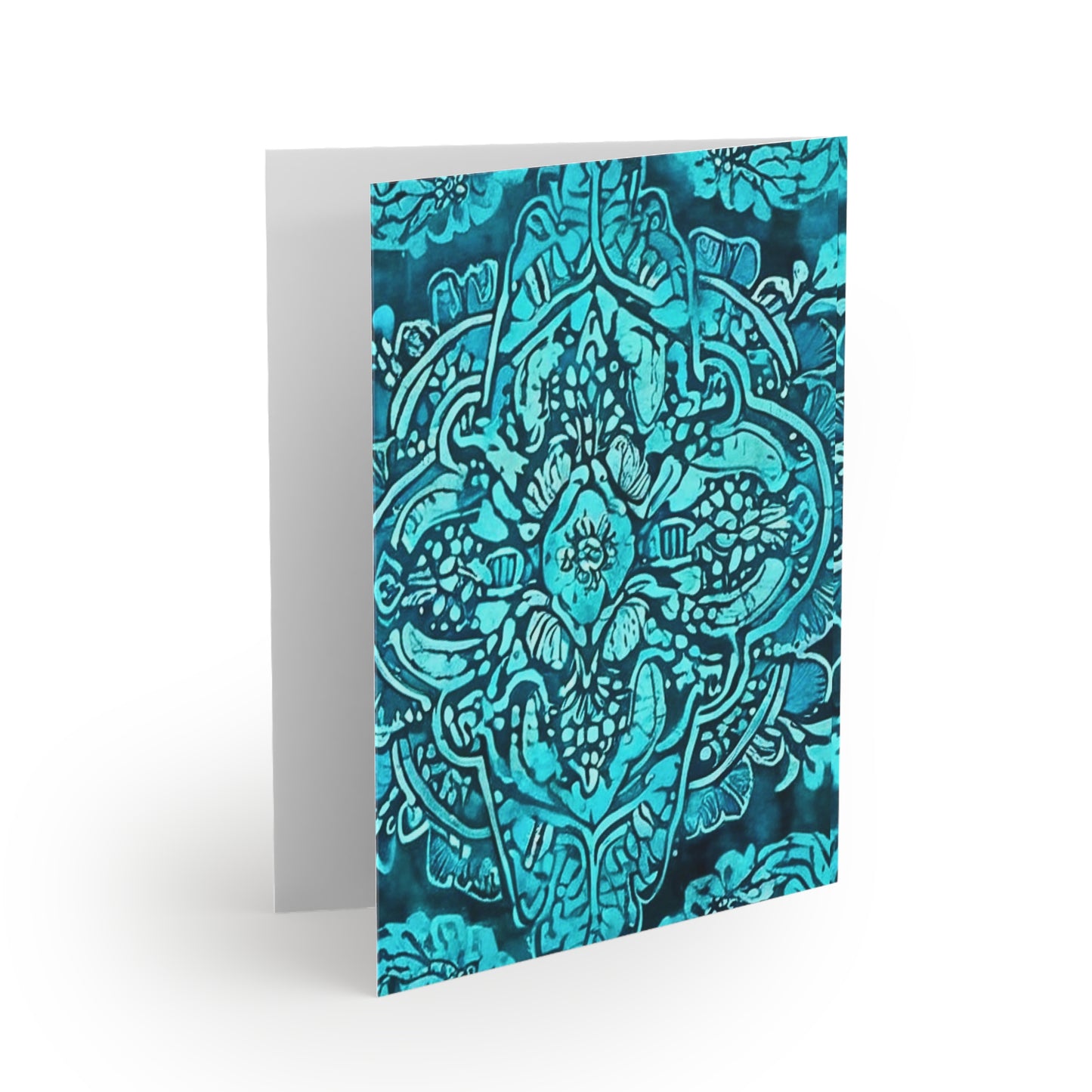 Teal Sumatran Water Garden Batik Note Cards (8 pcs)