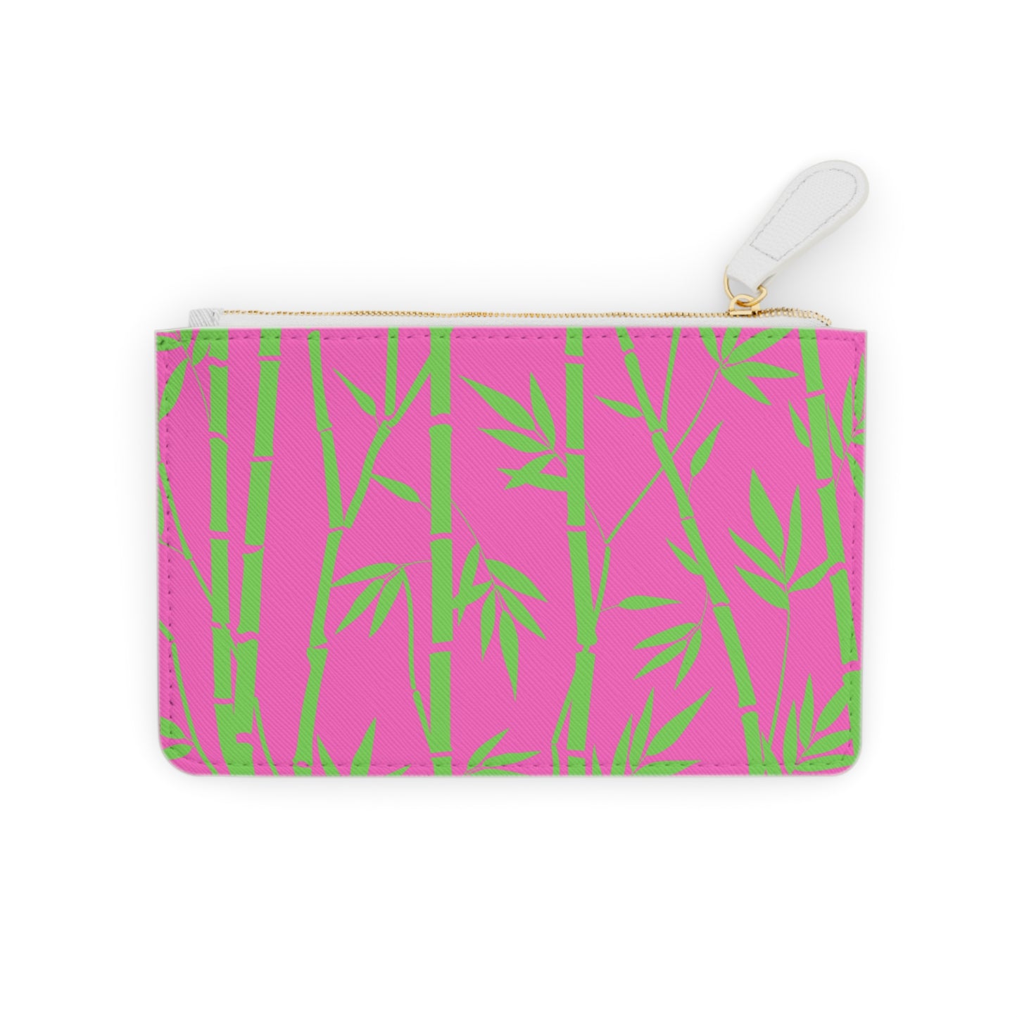 Bamboo Zen Meditation Garden Hot Pink Lime Green Lipstick Errands Accessories Mini Pouch Clutch Bag
