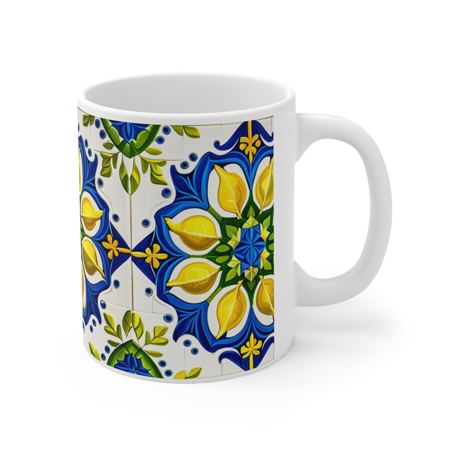 Island Of Capri Limone Italian Durata Pattern Tile Hot Cold Coffee Tea Beverage Home Decor Ceramic Mug 11oz