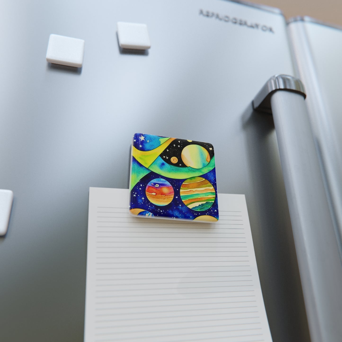 Galaxy Daydreaming Watercolor Porcelain Magnet, Square