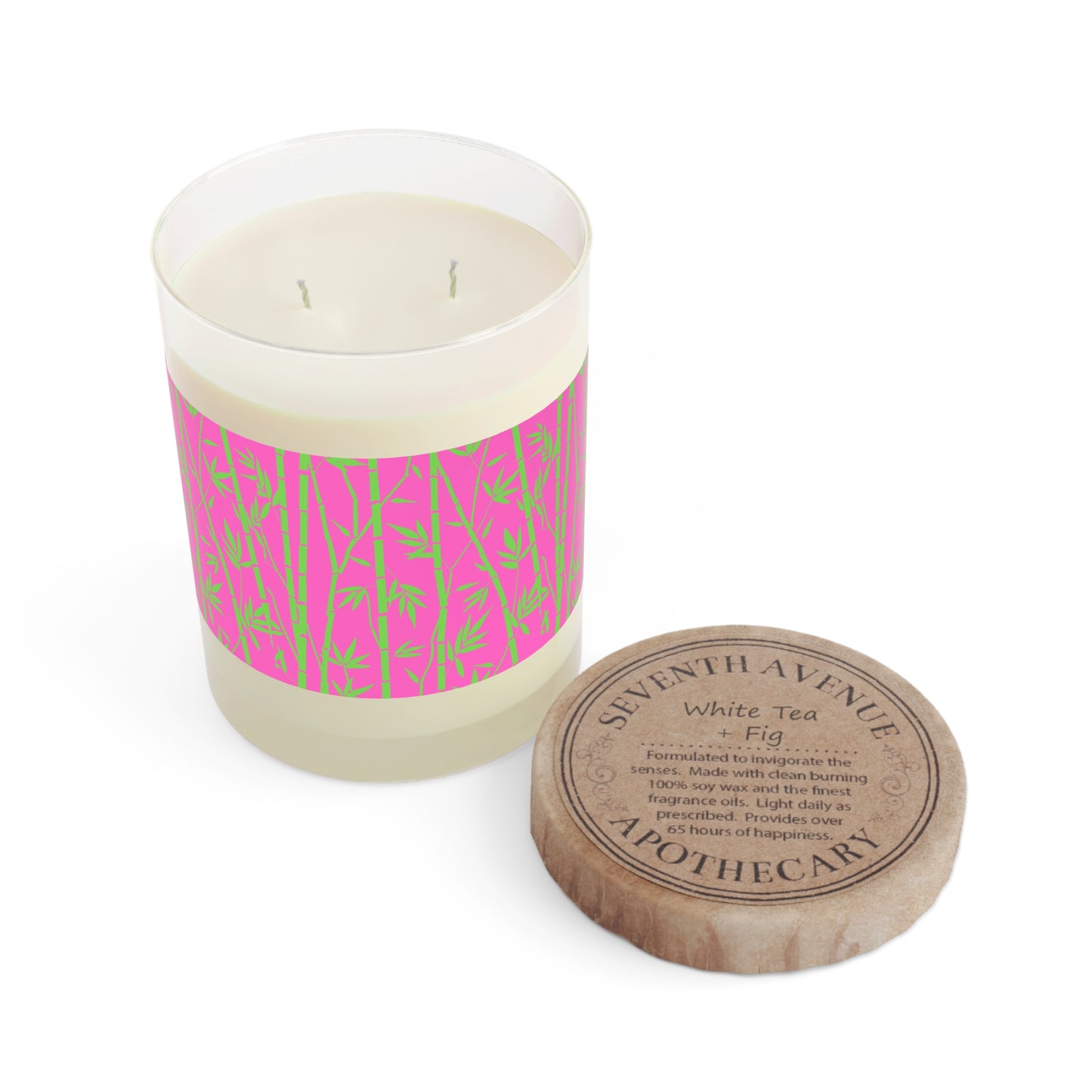 Bamboo Zen Meditation Garden Hot Pink Lime Green Aromatherapy Essential Oils Natural Decorative Scented Candle - Full Glass, 11oz