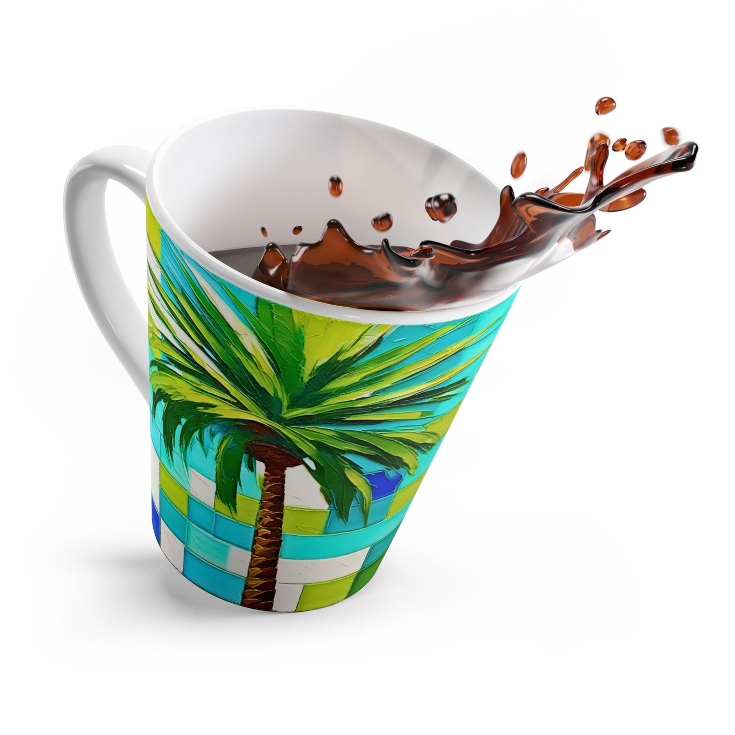 Turks and Caicos Palm Tree Poolside Tile Ocean Beach House Decor Coastal Hot Beverage Coffee Chia Tea Cappuccino Latte Mug