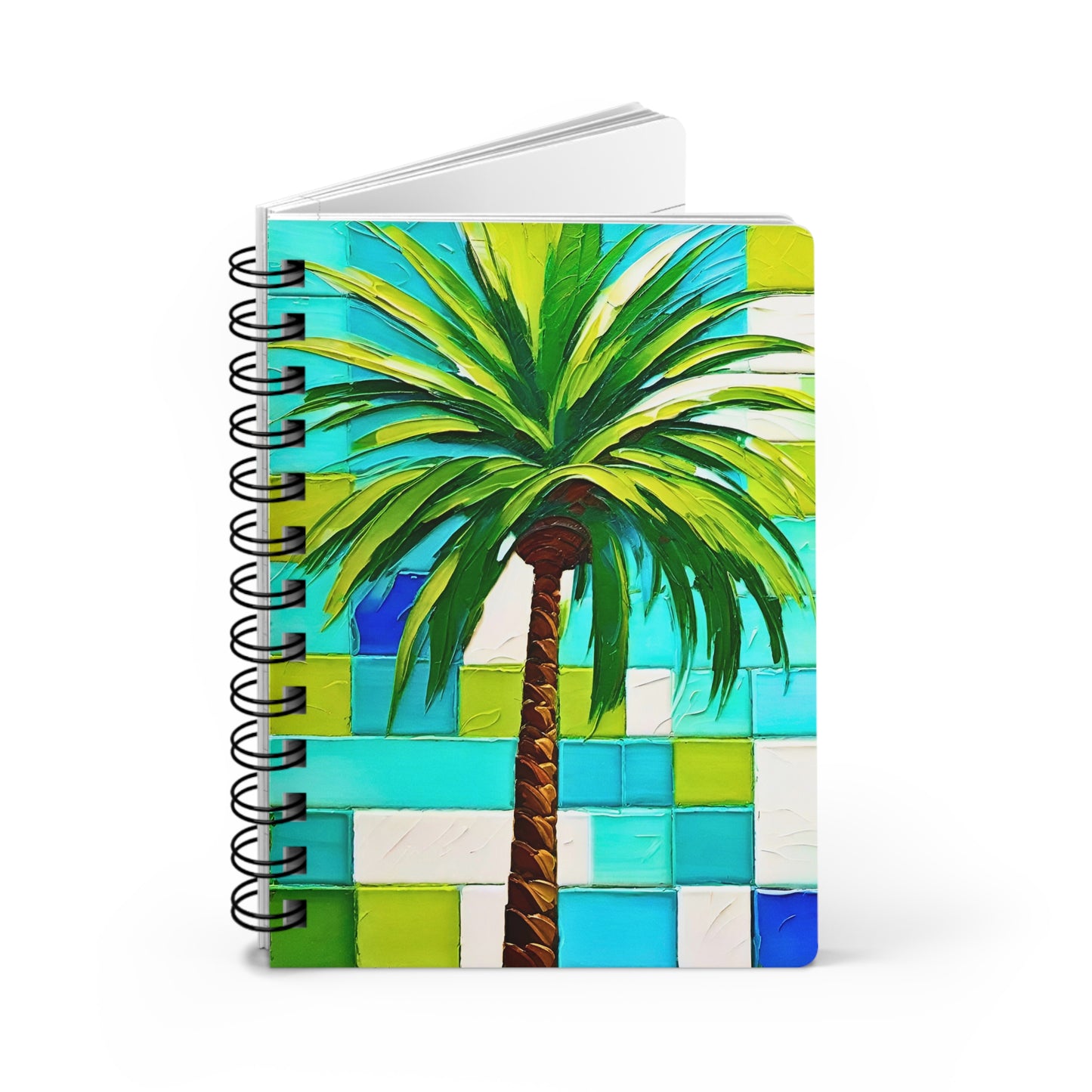 Turks and Caicos Palm Tree Poolside Tile Ocean Vacation Travel Writing Spiral Bound Journal