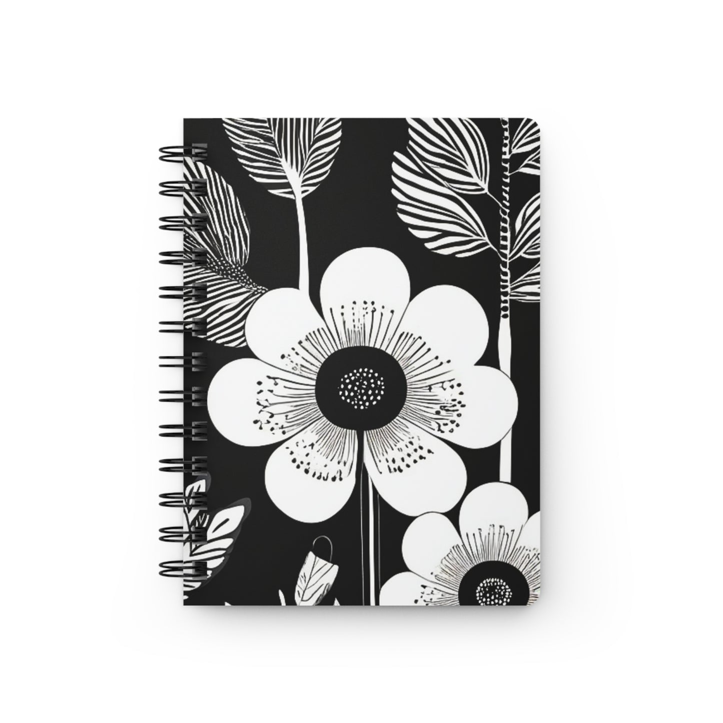 Black and White Poppies Mod Pop Art Decorative Writing Sketch Inspiration Spiral Bound Journal