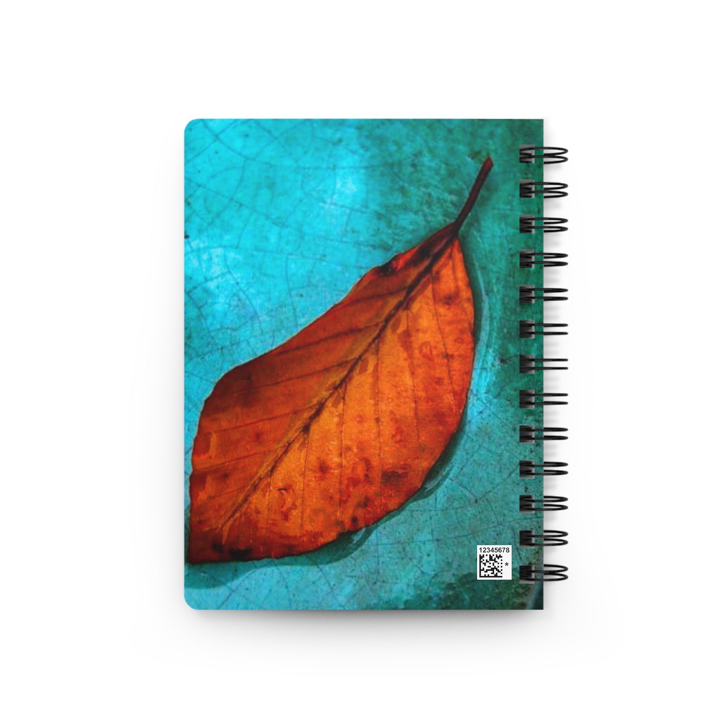 Winter Magnolia Leaf on Teal Crackle Ceramic Plate Writing Sketch Inspiration Spiral Bound Journal