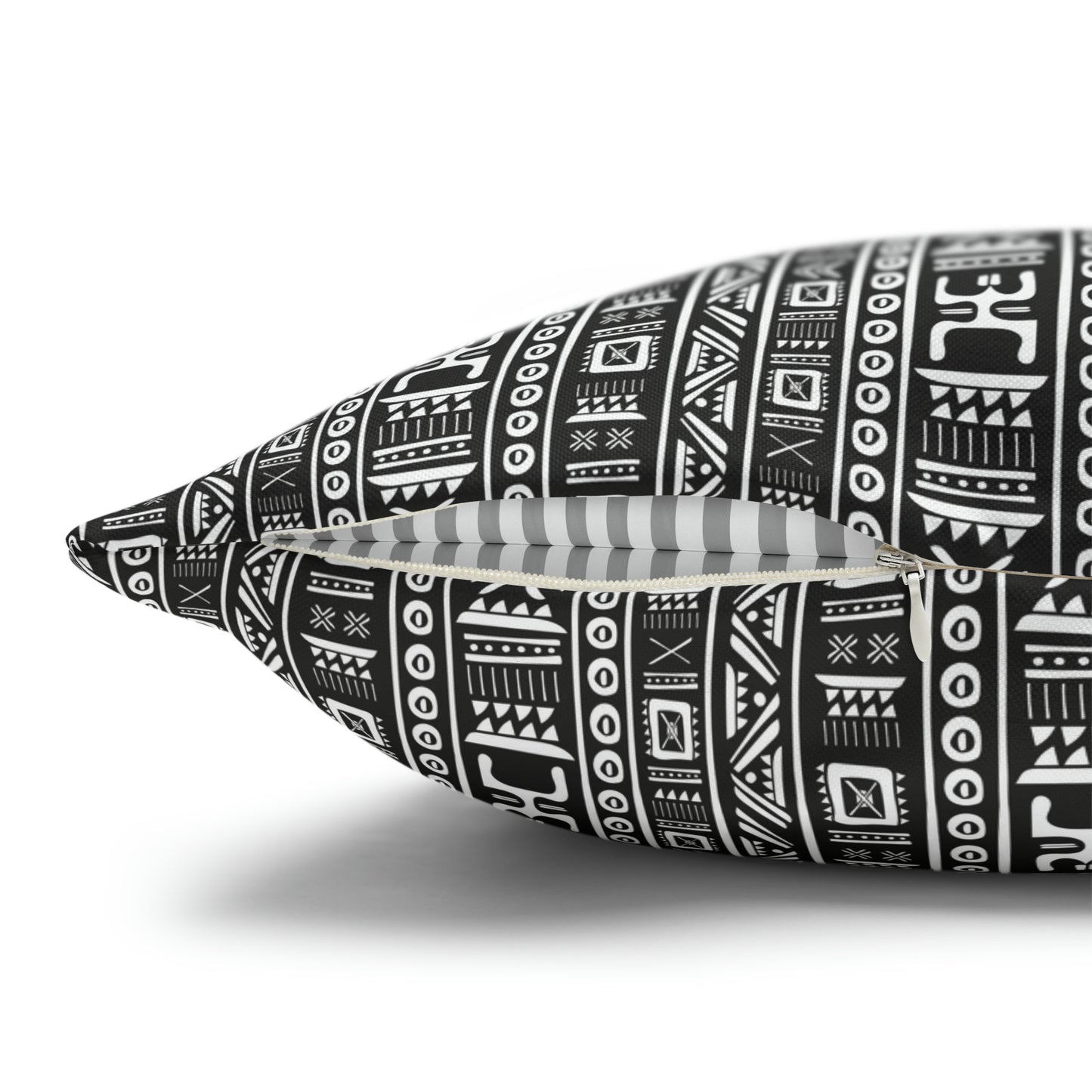 Tribal Vibrations Black and White Pattern Spun Polyester Pillow Cover