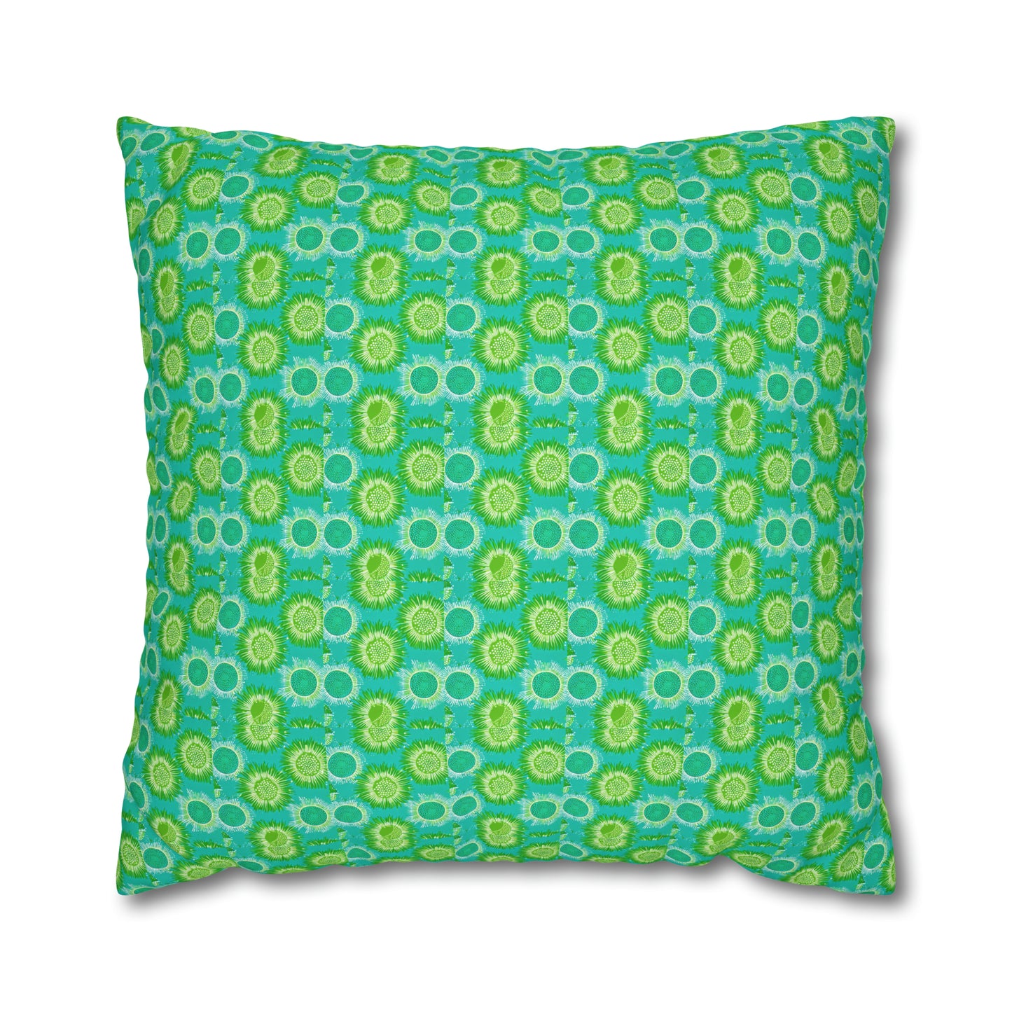 Lime Green Midcentury Modern Starbursts Pattern Decorative Spun Polyester Pillow Cover