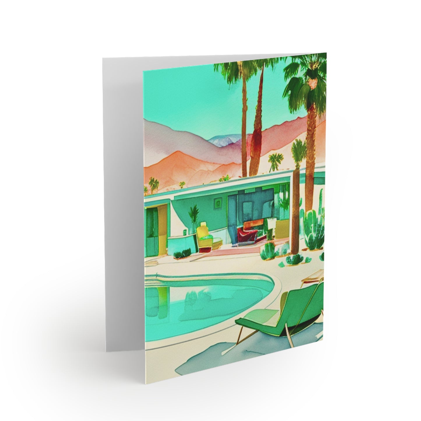 Palm Springs Getaway Midcentury Modern Desert Motel Poolside Note Cards (8 pcs)