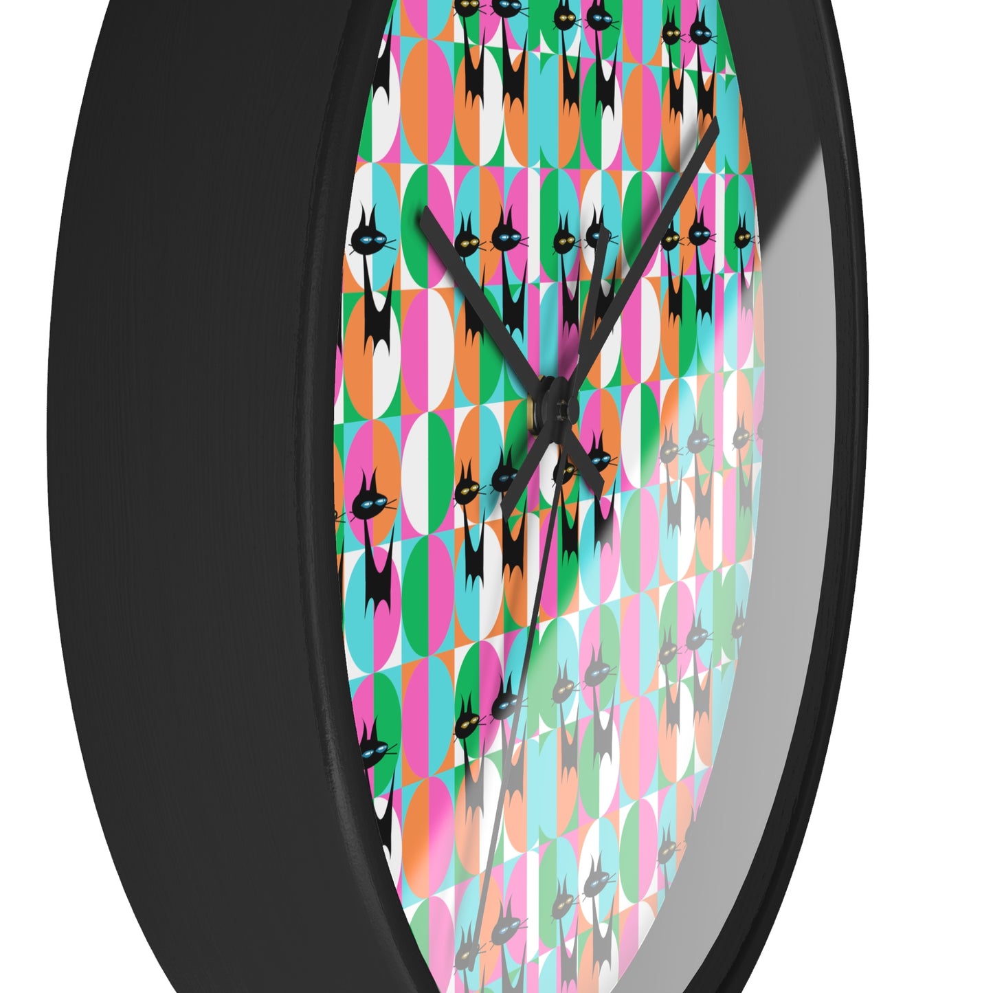 Mod Cats Midcentury Modern Atomic Black Cats 1960s Wall Clock