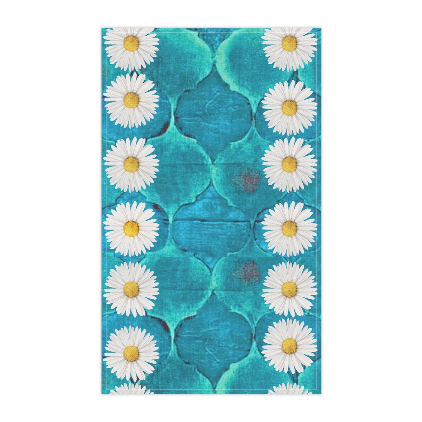 SageDaisy Living Logo Pattern Turquoise Arabesque Moroccan Tile Decorative Kitchen Tea Towel/Bar Towel