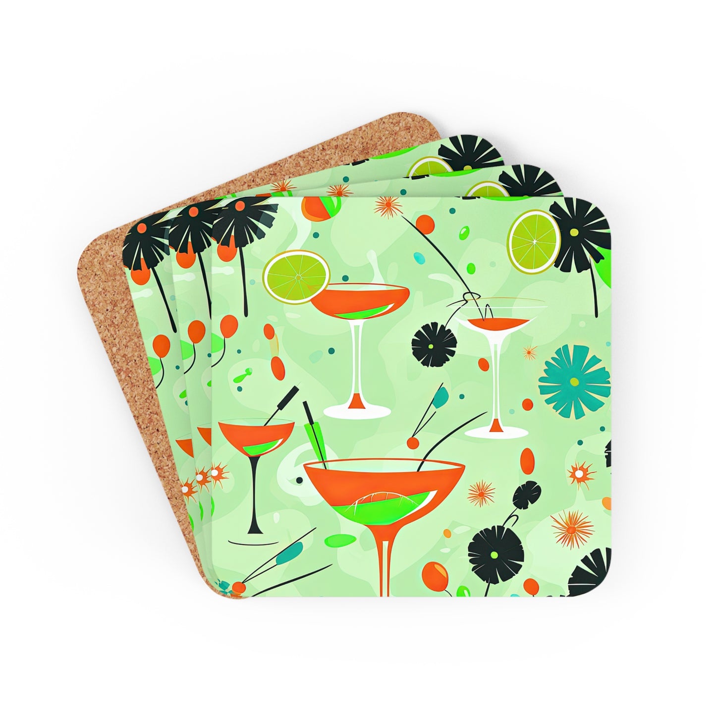 Key Lime Refresher Cocktail Party Beverage Entertaining Corkwood Coaster Set