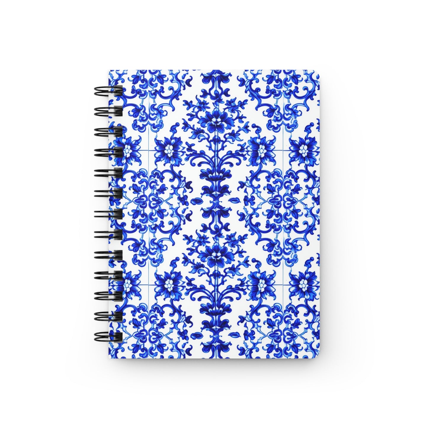 Portuguese Blue and White Tile Pattern Writing Sketch Inspiration Spiral Bound Journal