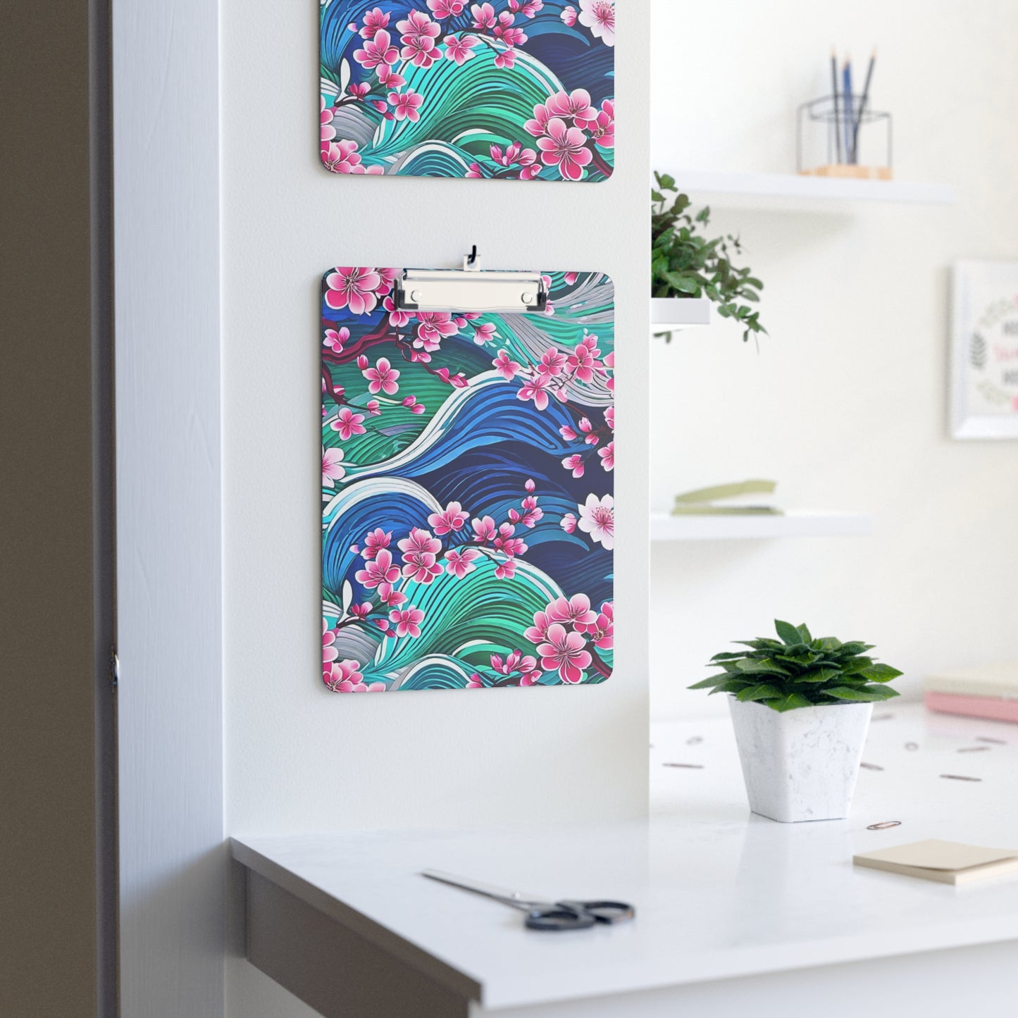 Japanese Mountains Cherry Blossoms Organizer Clipboard