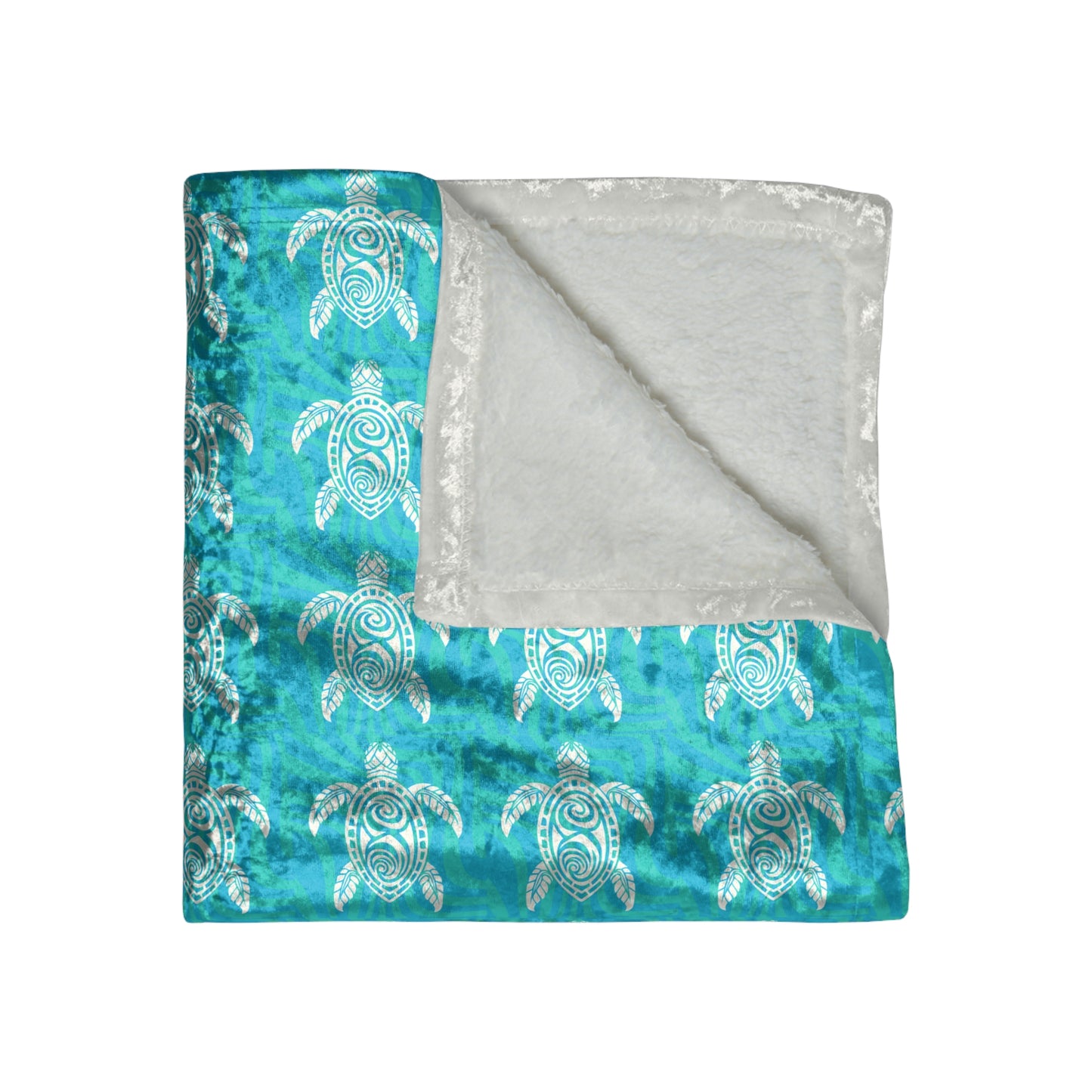 Maori Turtle Waves Crushed Velvet Blanket
