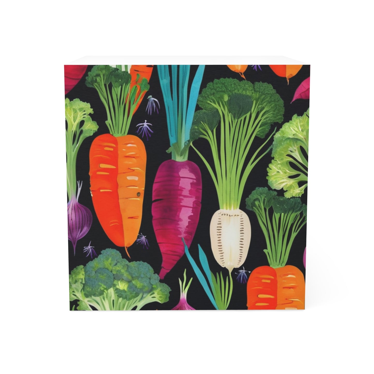 Nightshade Veggies Recipes Vintage Midcentury Modern Illustration Kitchen Paper Note Cube