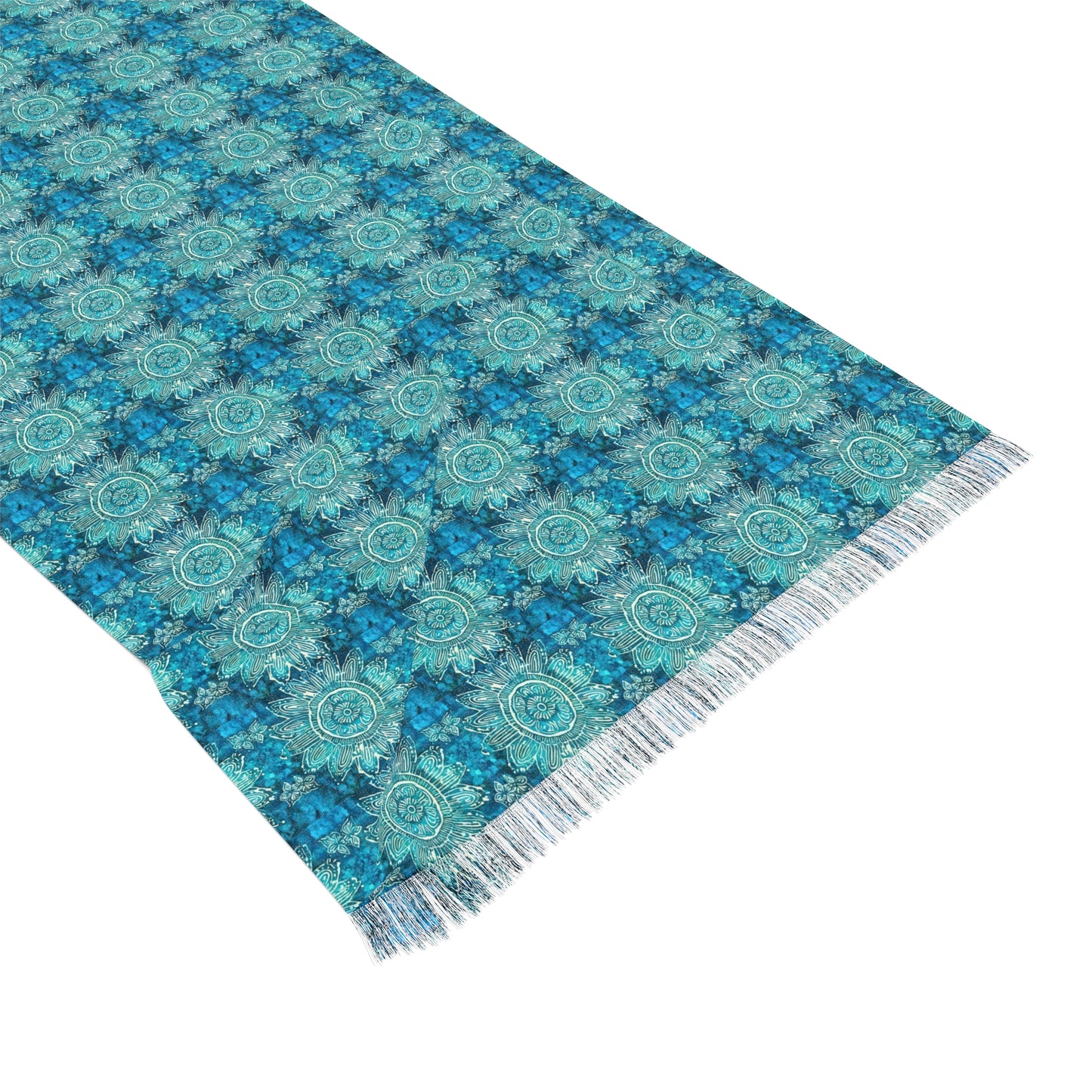 Teal Abundance Flower Batik Sumatra Tropical Light Scarf