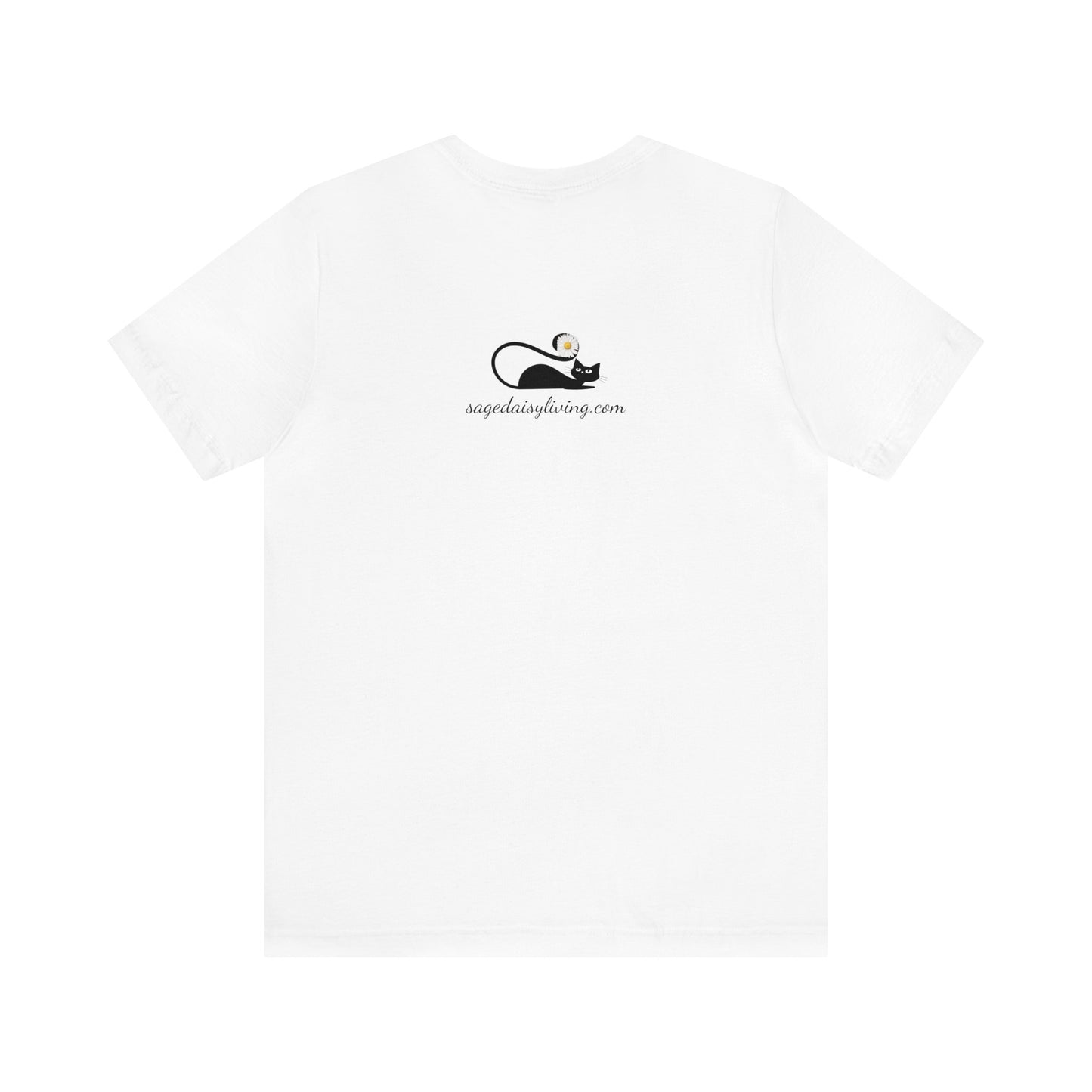 SageDaisy Living Logo Flower Daisy Atomic Cat Midcentury Modern Adult Unisex Jersey Short Sleeve Tee