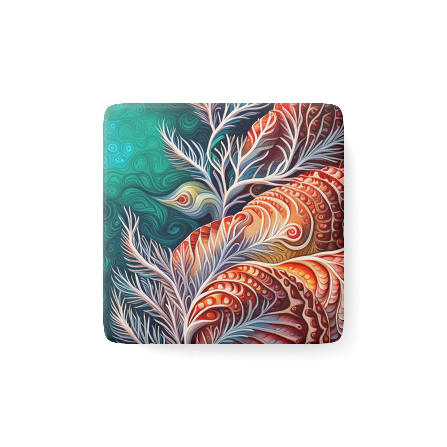 Coral Sea Ocean Coastal Life Porcelain Magnet, Square