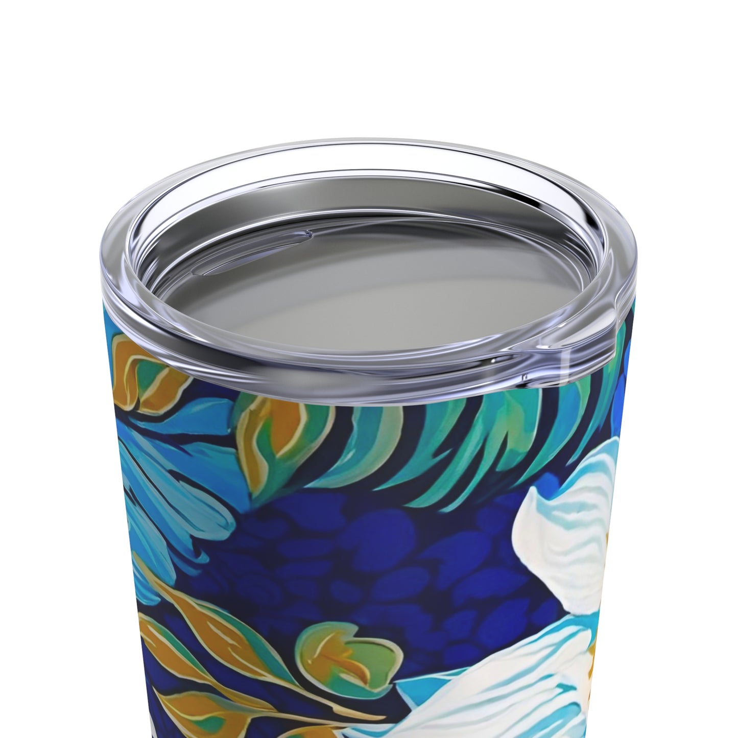 Hawaiian White Orchid Tropical Paradise Luau Hot Cold Beverage Travel Tumbler 20oz