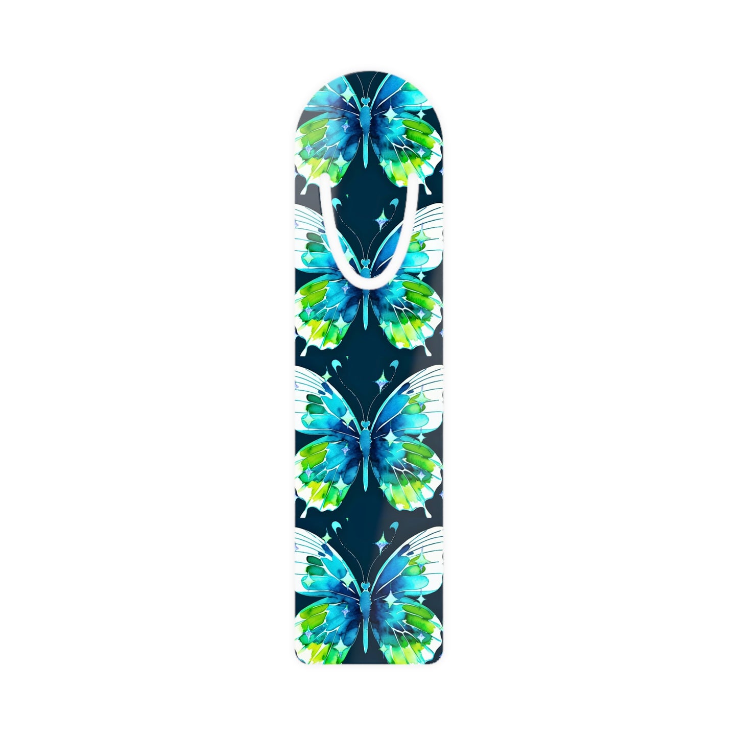 Twilight Awakening Blue Butterfly Watercolor Bookmark