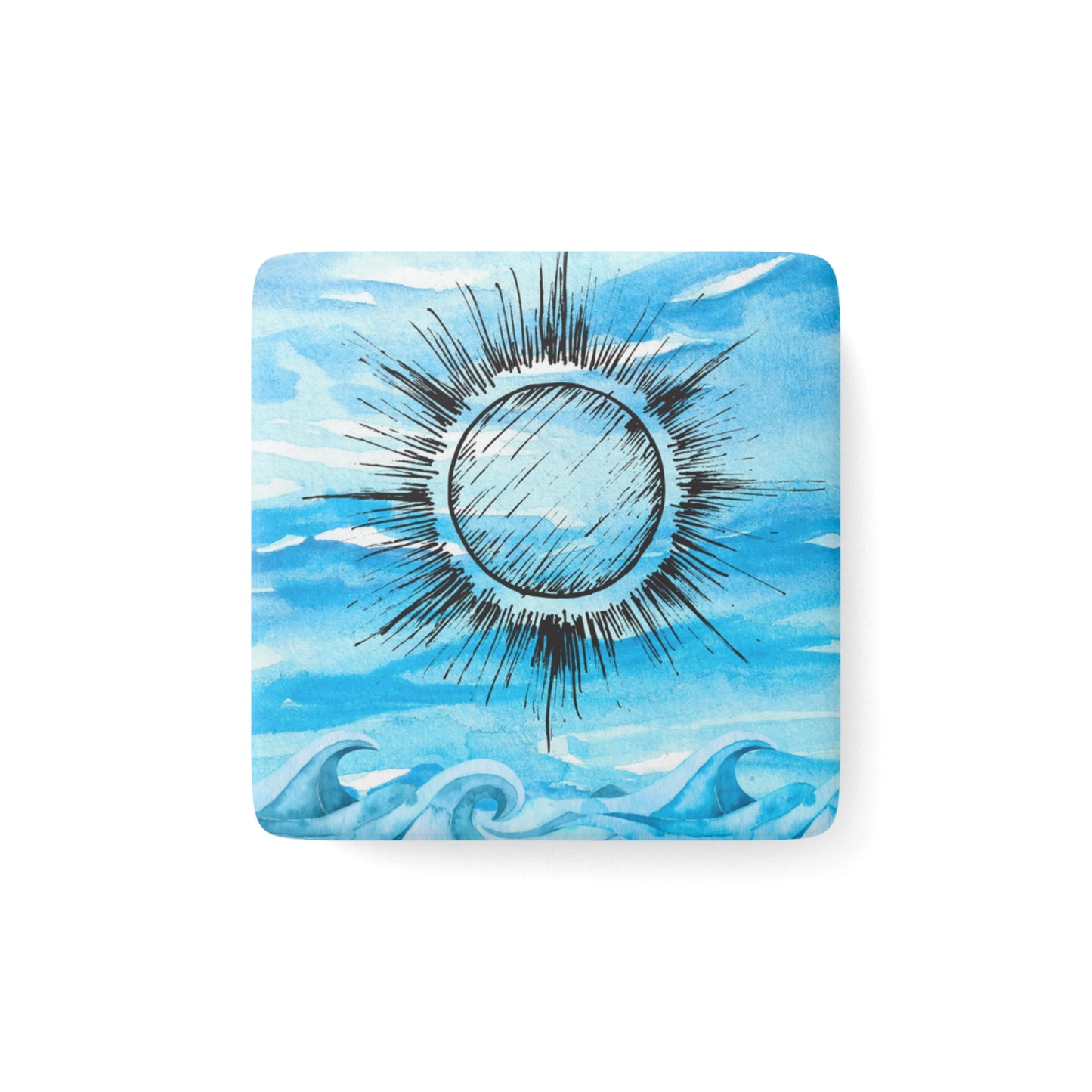 Coastal Summer Sun Porcelain Magnet, Square