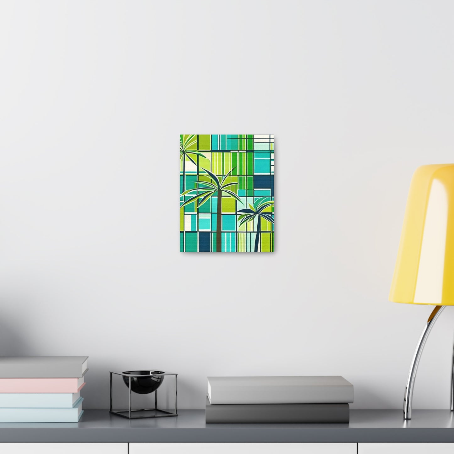 Triple Palms Coastal Midcentury Modern Geometric Art Canvas Gallery Wraps