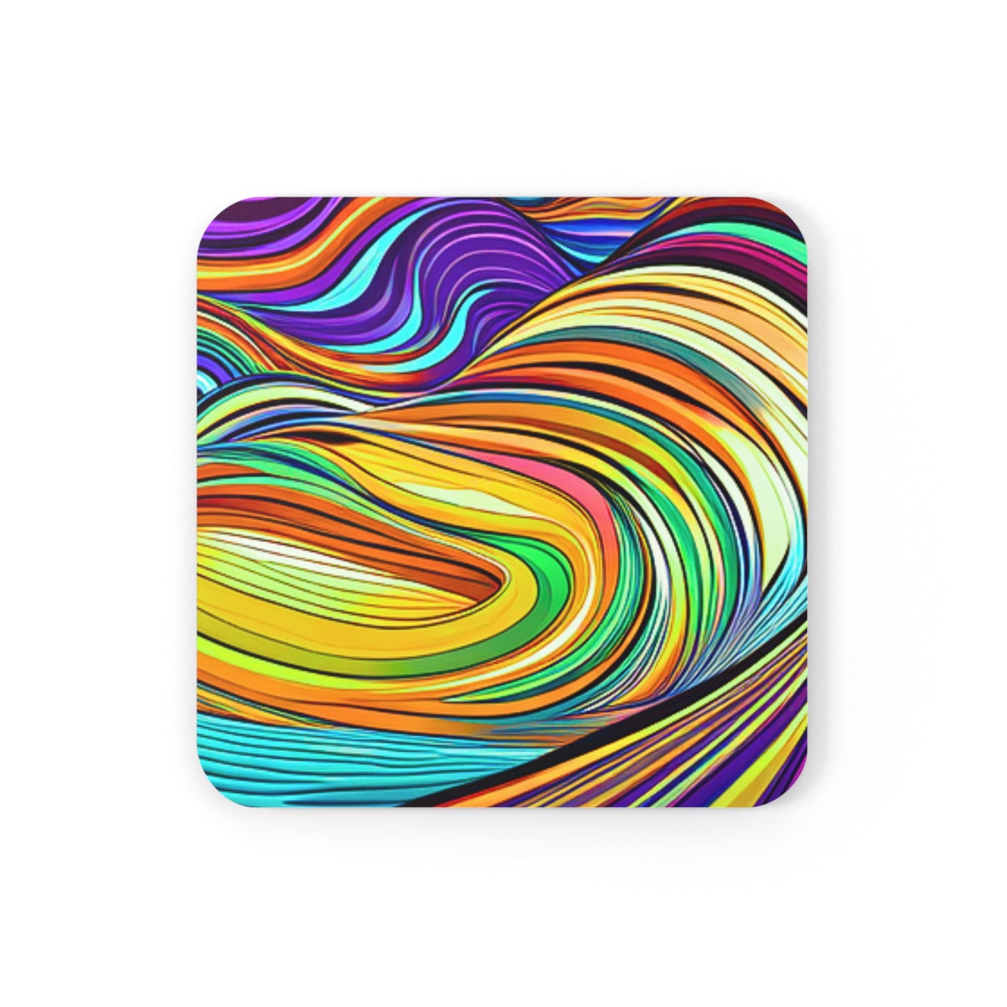 High Vibrations Color Canyon Pattern Modern Art Cocktail Party Beverage Entertaining Corkwood Coaster Set