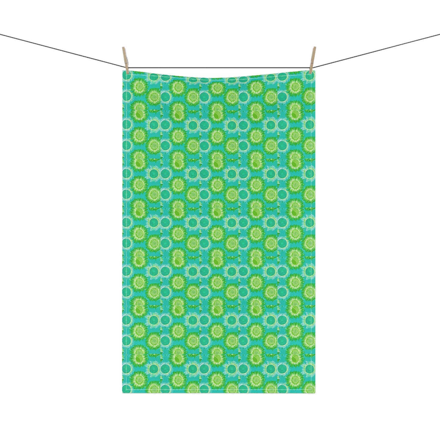 Lime Green Midcentury Modern Starbursts Pattern Decorative Kitchen Tea Towel/Bar Towel