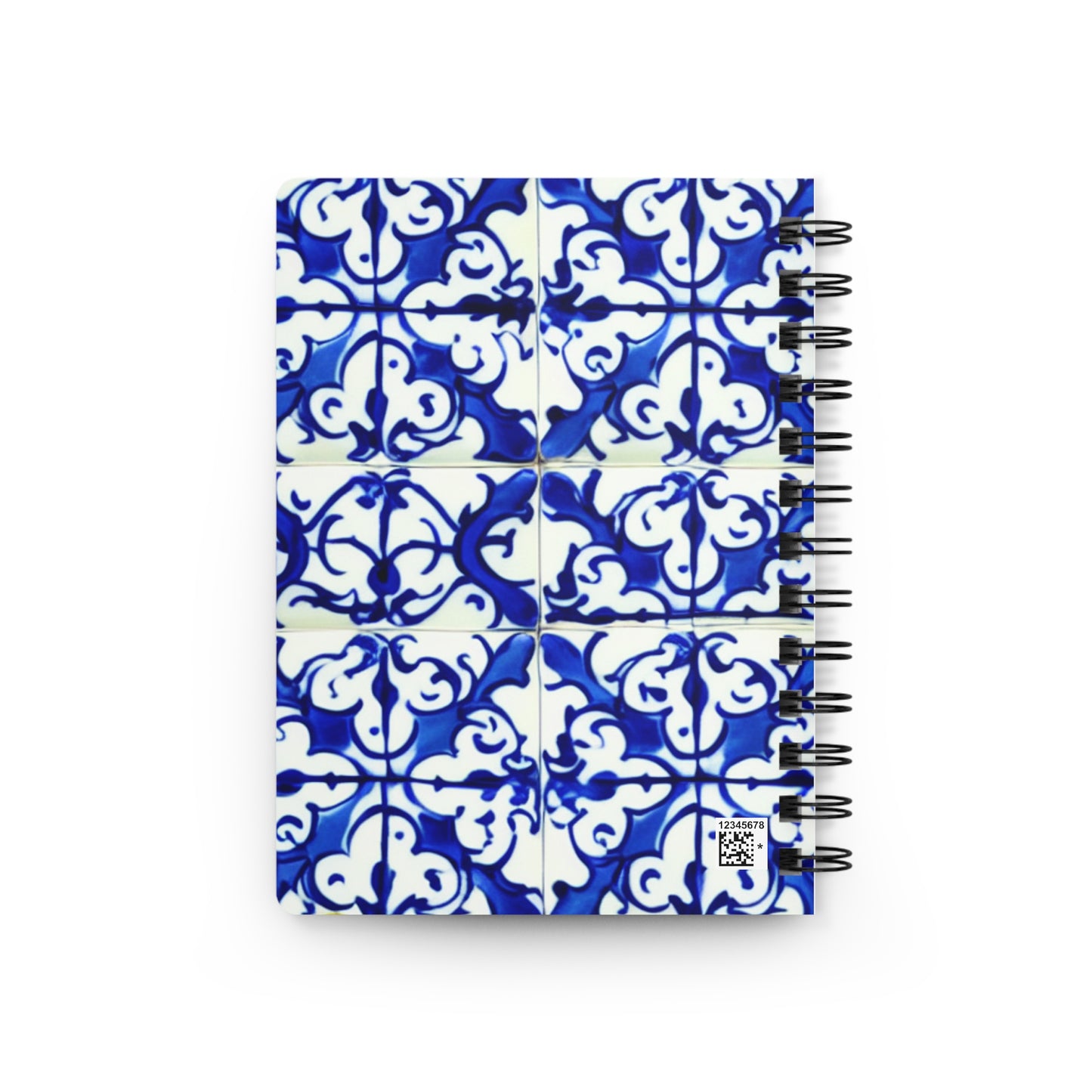 Blue and White Iron Gate Pattern Vintage Portugal Writing Sketch Inspiration Spiral Bound Journal