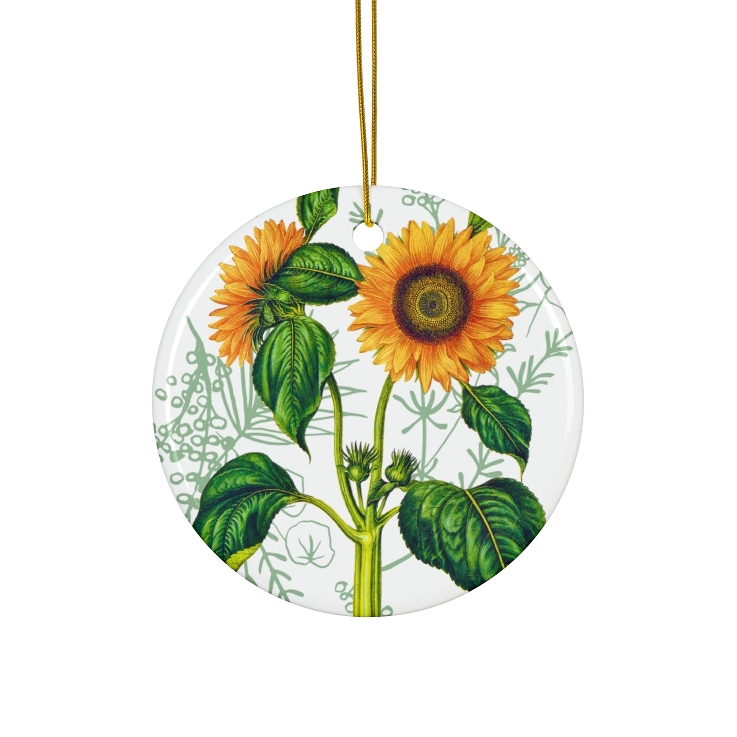 Summer Sunflower Botanical Ceramic Ornament