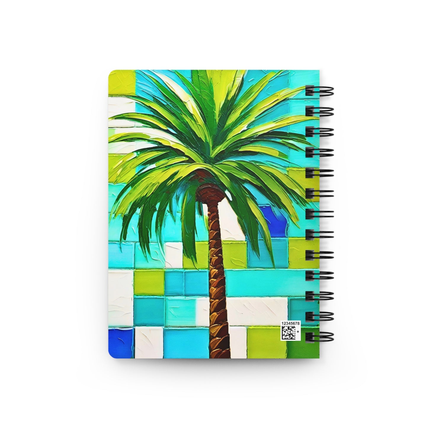 Turks and Caicos Palm Tree Poolside Tile Ocean Vacation Travel Writing Spiral Bound Journal