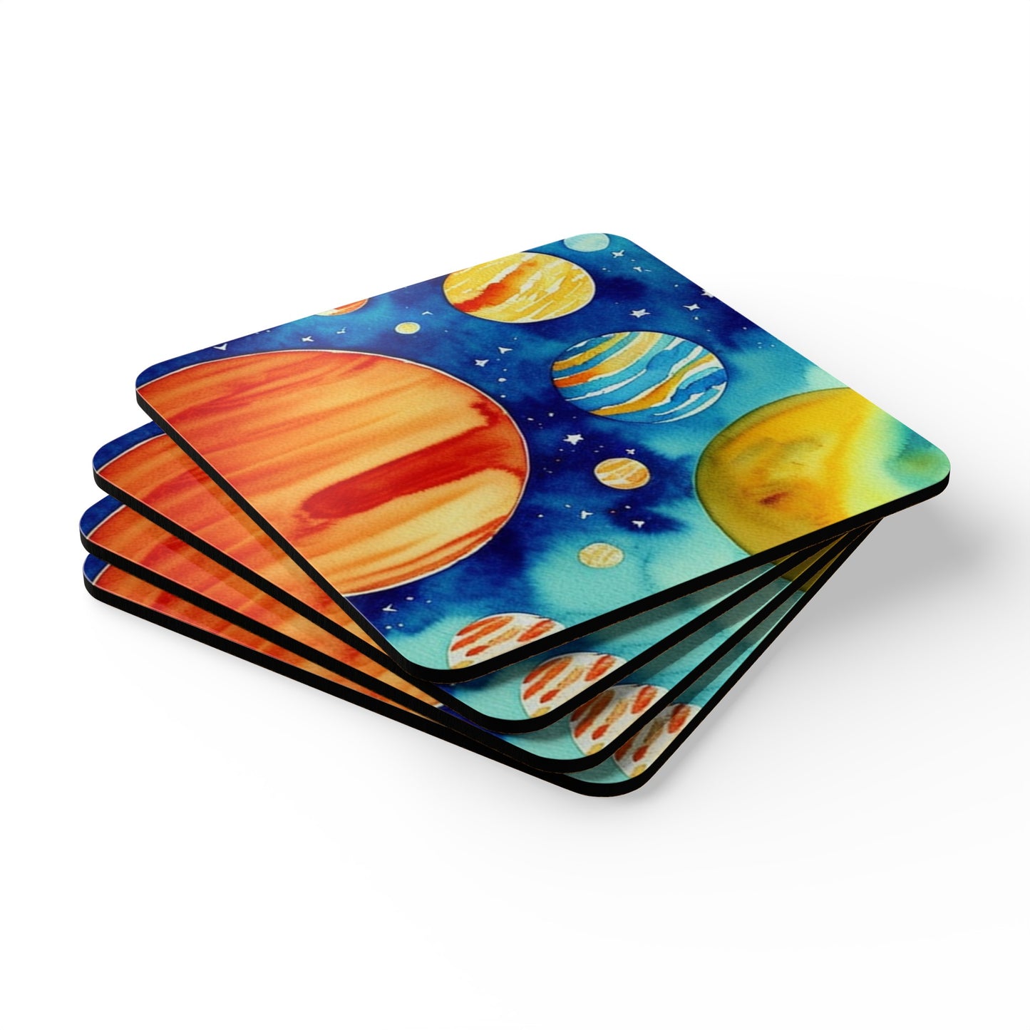 Planetarium Galaxy Cocktail Party Beverage Entertaining Corkwood Coaster Set