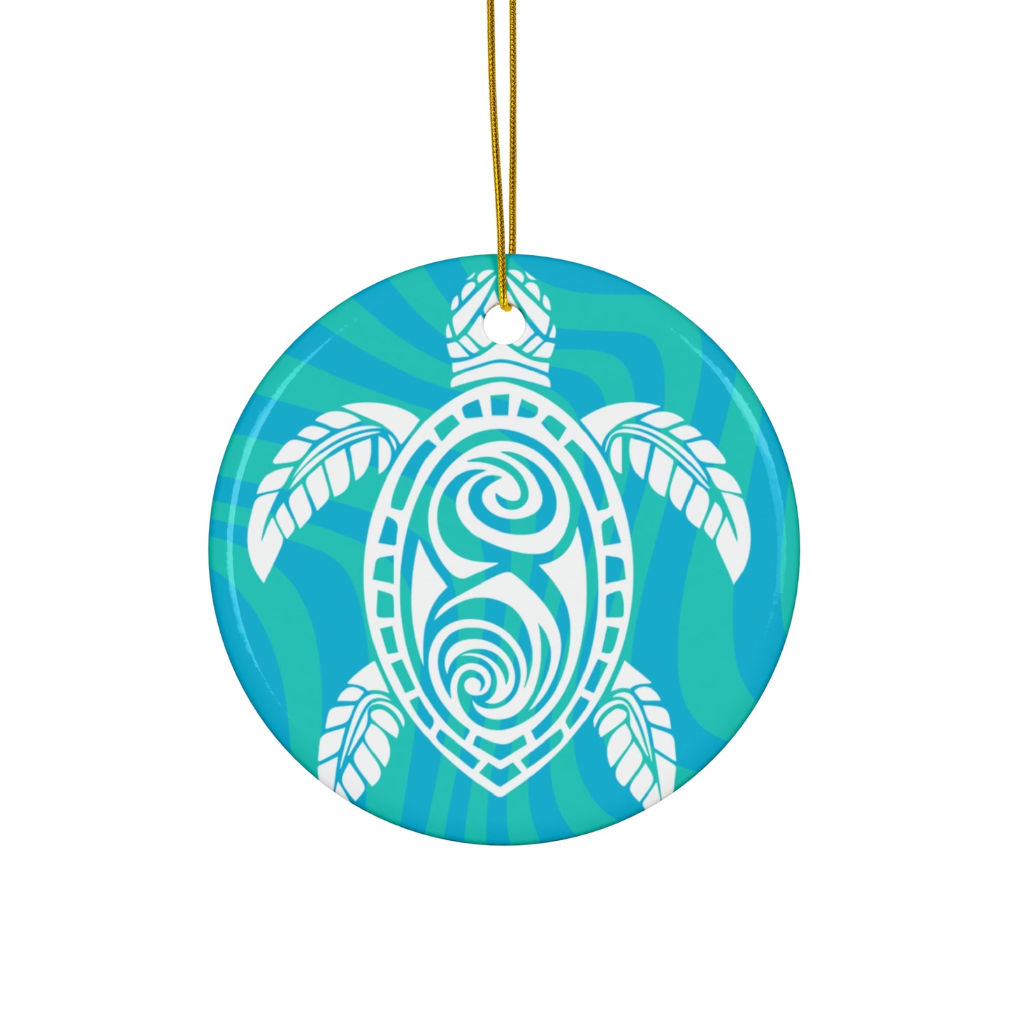 Maori Turtle Waves Ceramic Ornament