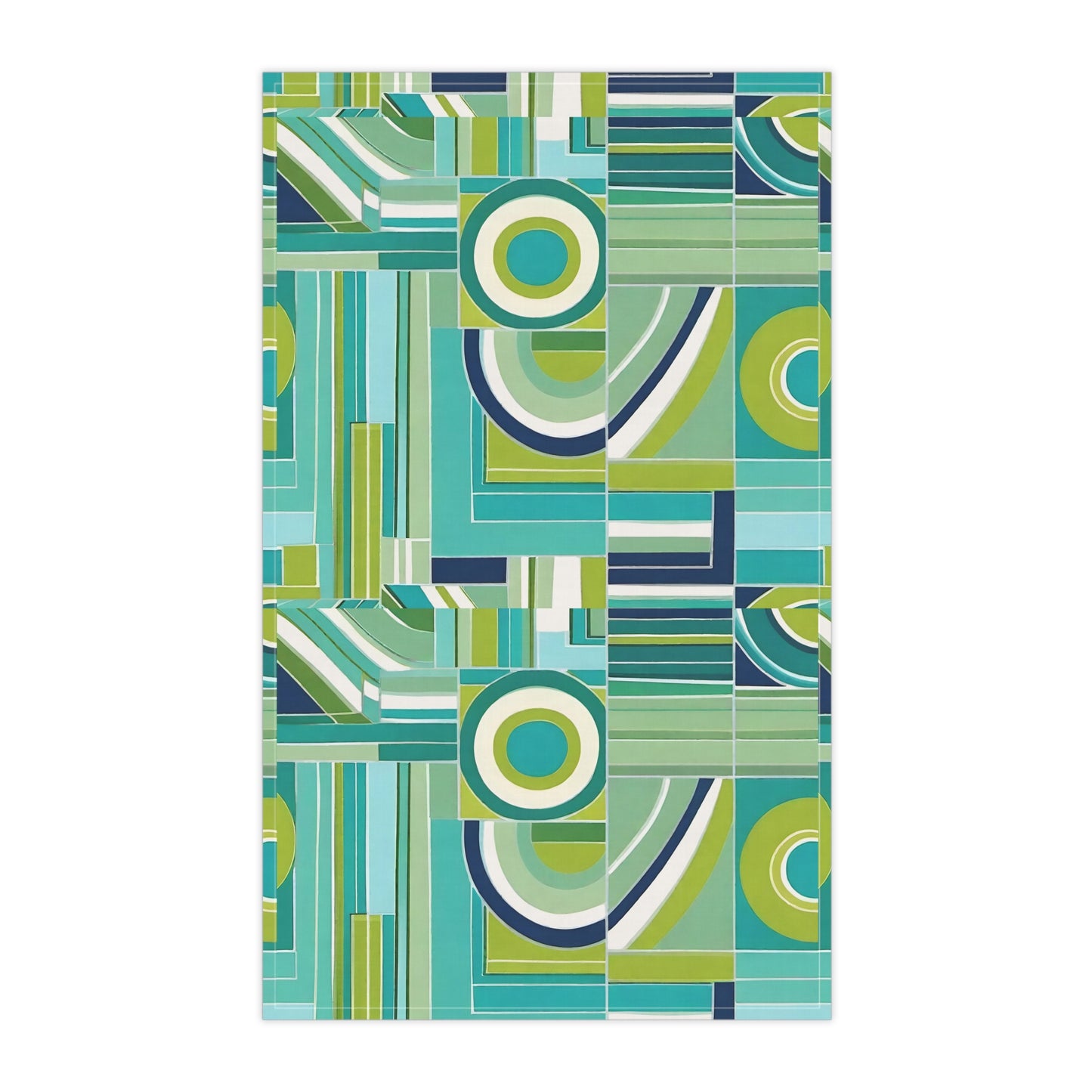 Mexican Riviera Midcentury Modern Coastal Ocean Colors Tile Decorative Kitchen Tea Towel/Bar Towel