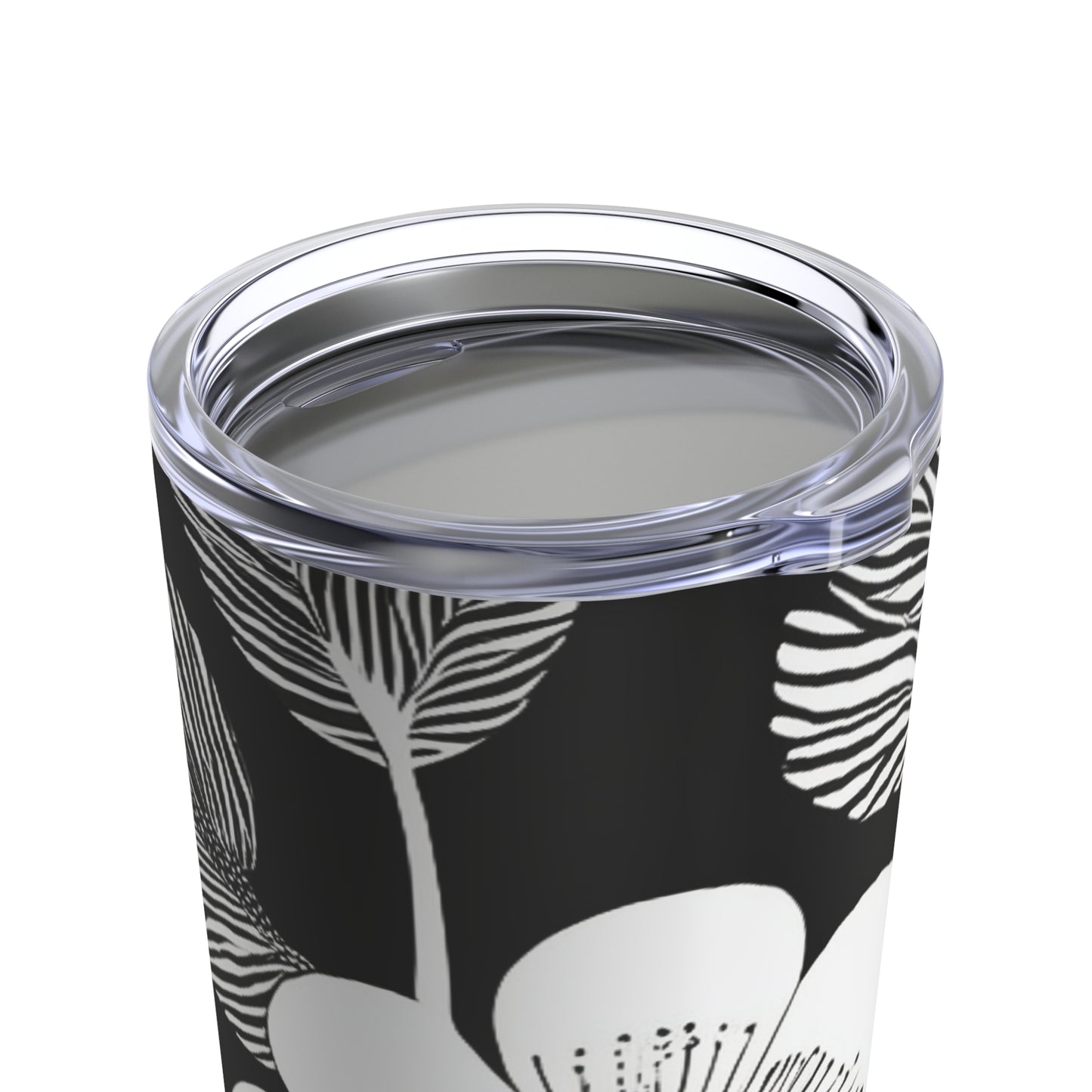 Black and White Poppies Mod Pop Art 1960s Decorative Hot Cold Beverage Travel Tumbler 20oz