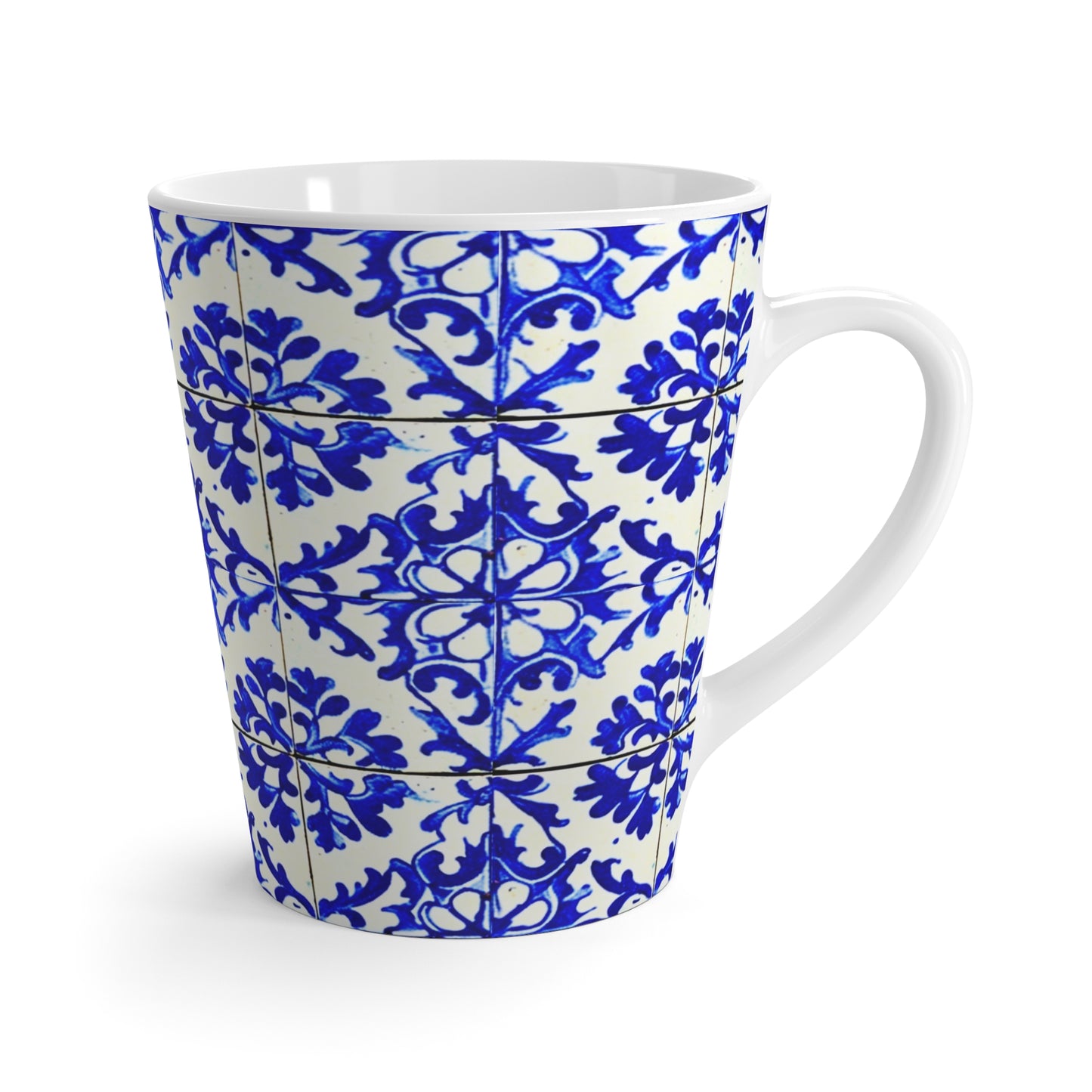 Portuguese Summer Blue and White Floral Antique Tile Coffee Tea Chia Hot Beverage Latte Mug