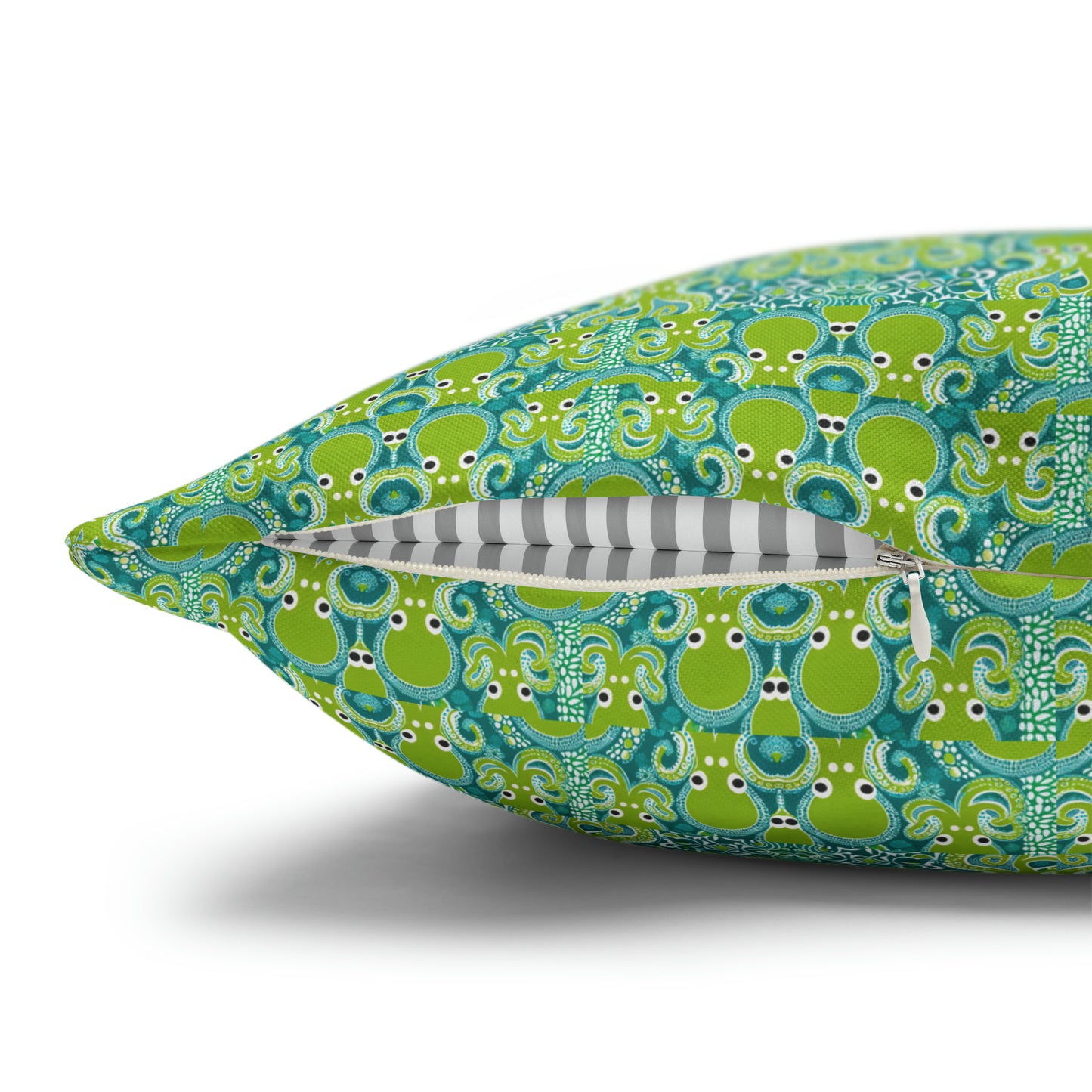 Octopus Garden Lime Green Midcentury Modern Coastal Children Nursery Playroom Decorative Spun Polyester Pillow Cover