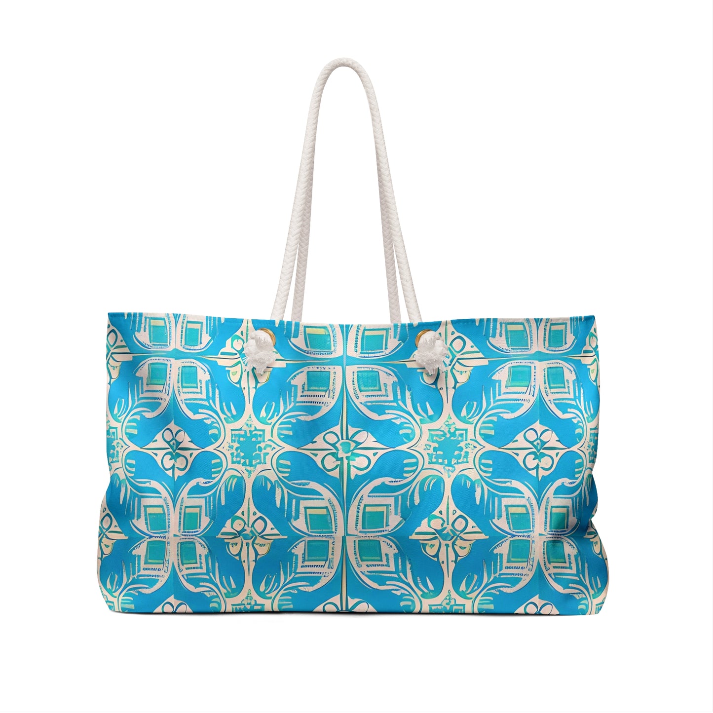 Greek Island Villa Tile Shopper Travel Market Vacation Weekender Bag