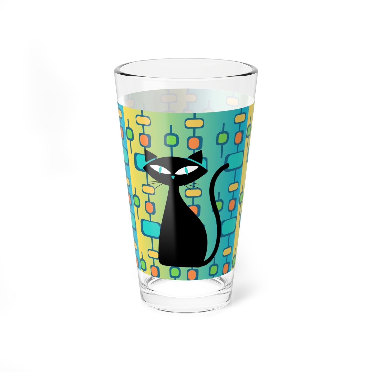 Atomic Cat Midcentury Modern Cocktail Party Beverage Entertaining Mixing Glass, 16oz