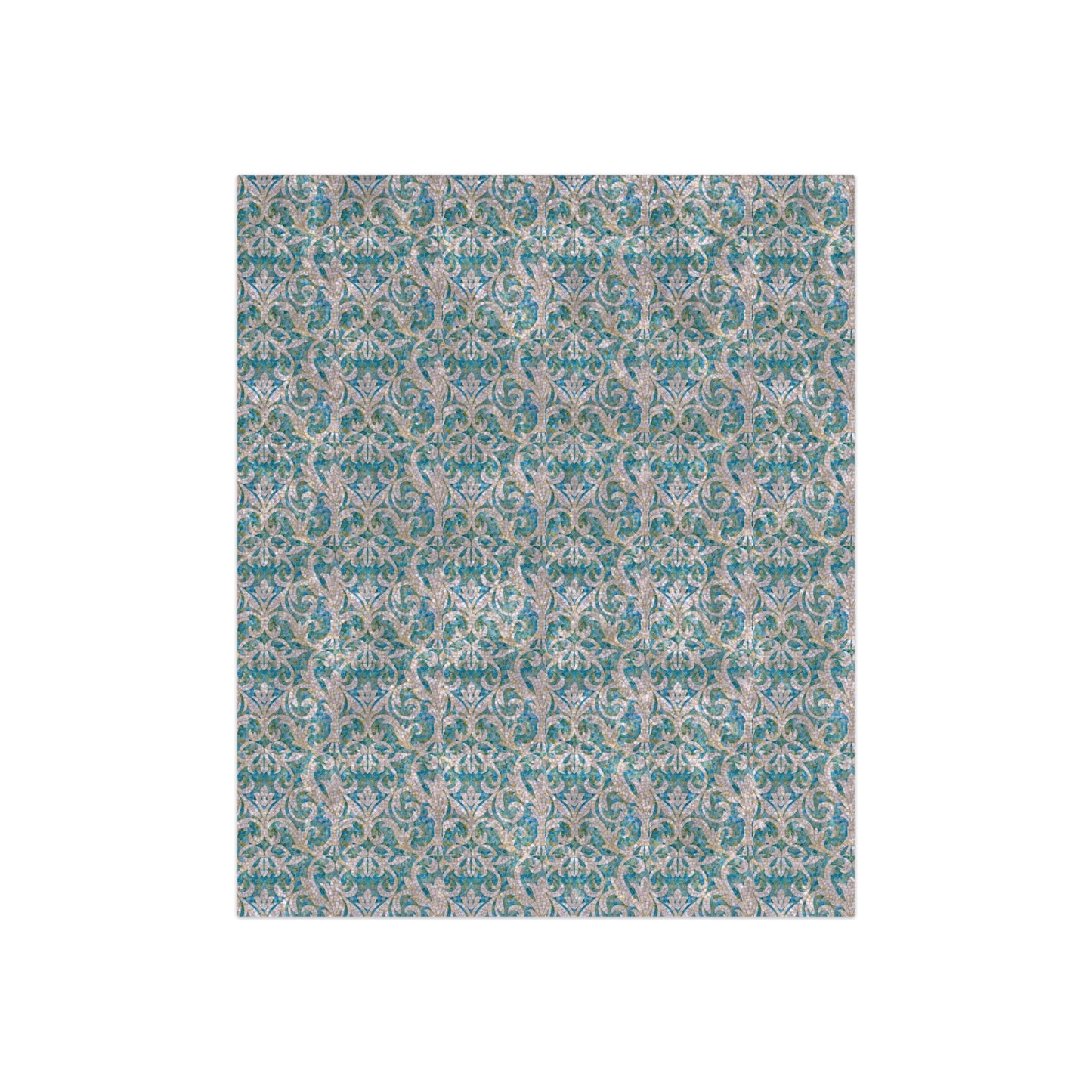 Aqua Mosaic Tile Cozy Warm Lounge Home Decor Crushed Velvet Blanket