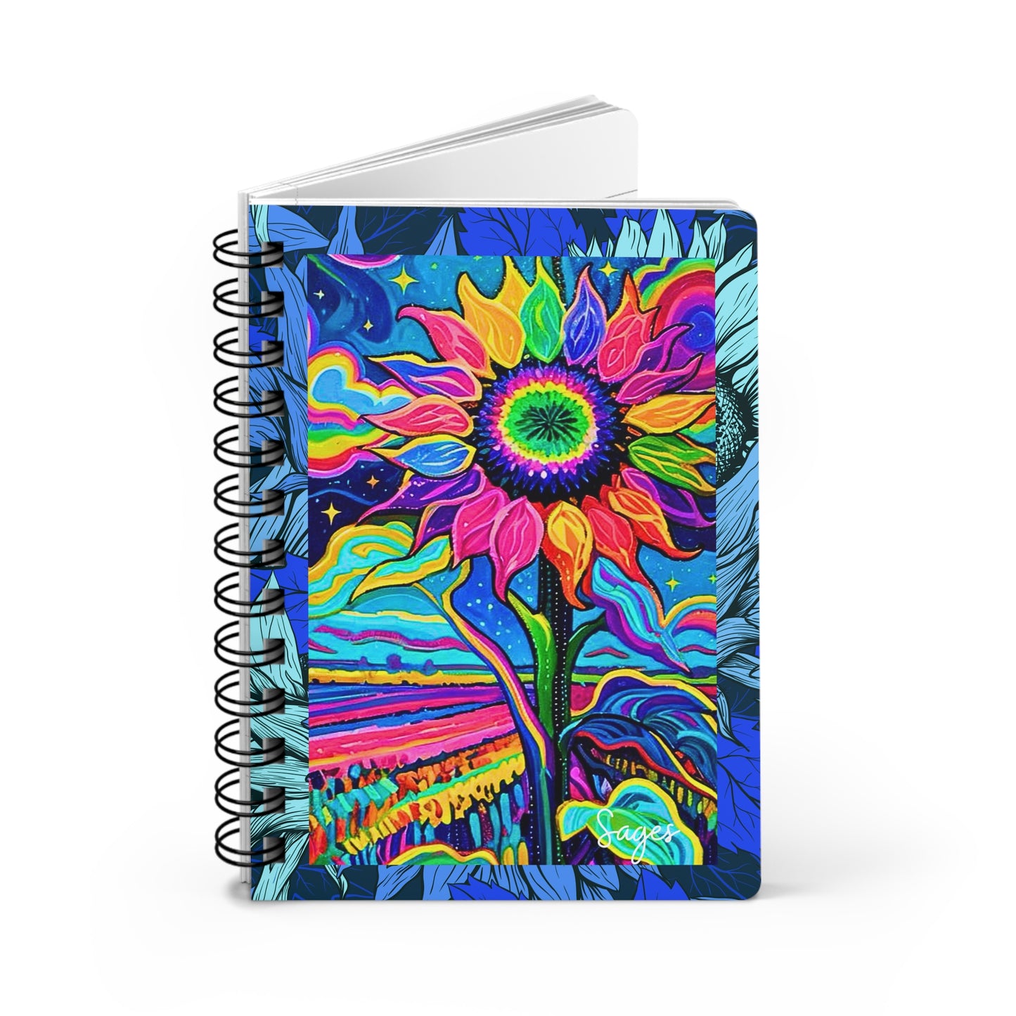 Electric Sunflower Collage Writing Sketch Inspiration Spiral Bound Journal