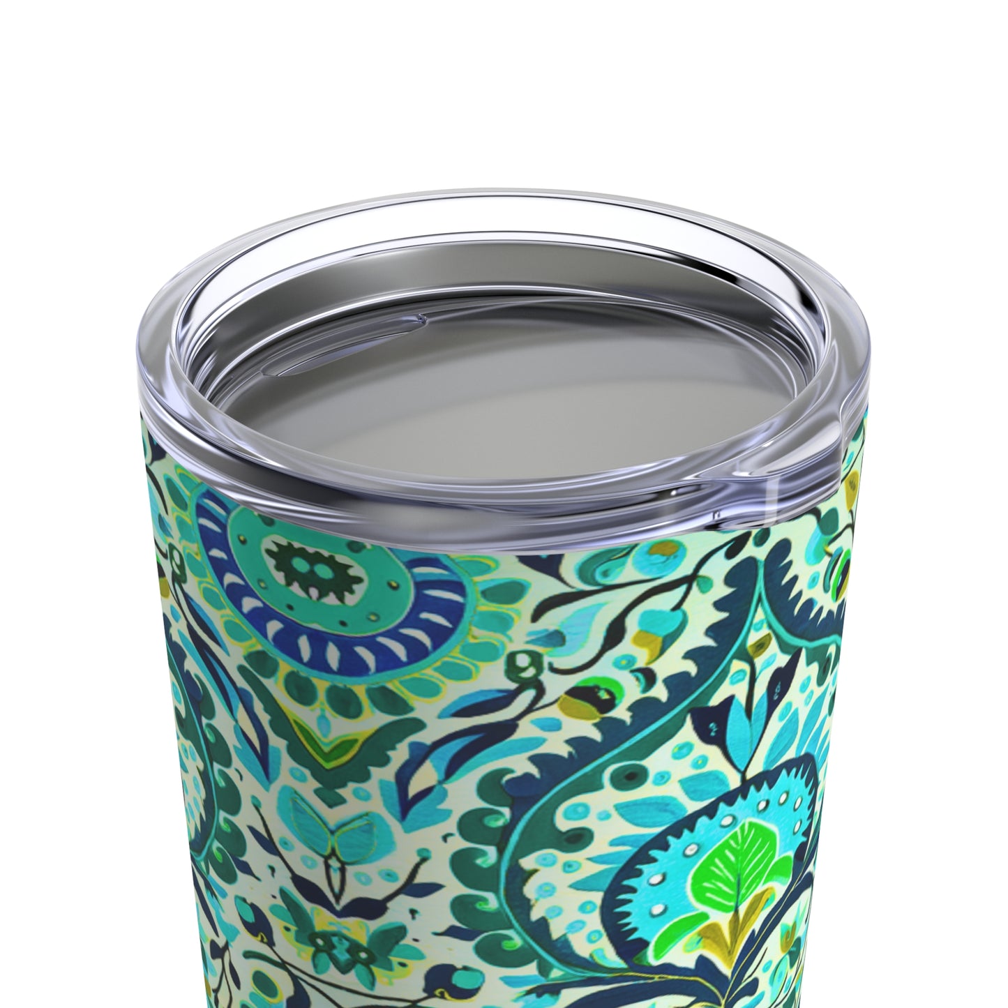 Suzani Tribal Pattern Blue and Green Bohemian Decorative Hot Cold Beverages Travel Tumbler 20oz