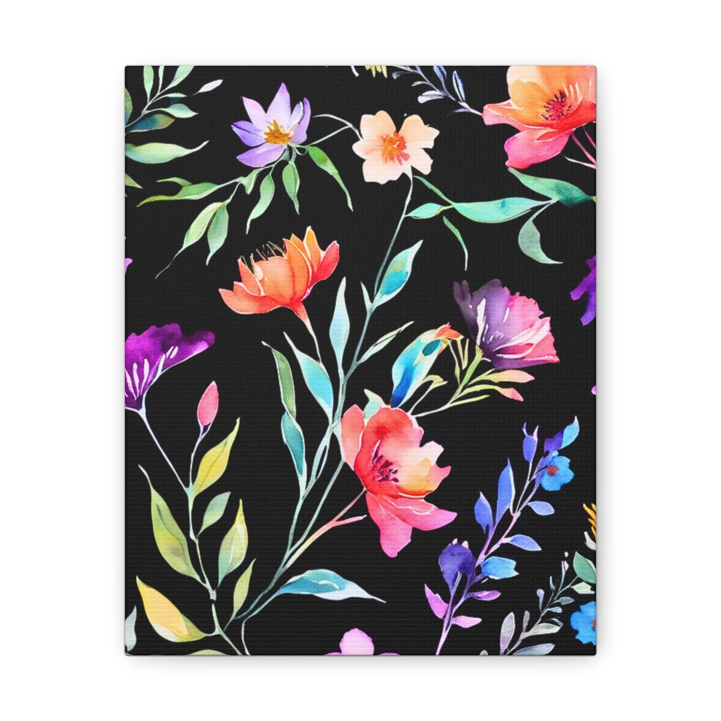 Midnight Floral I Watercolor Original Art Canvas Gallery Wraps